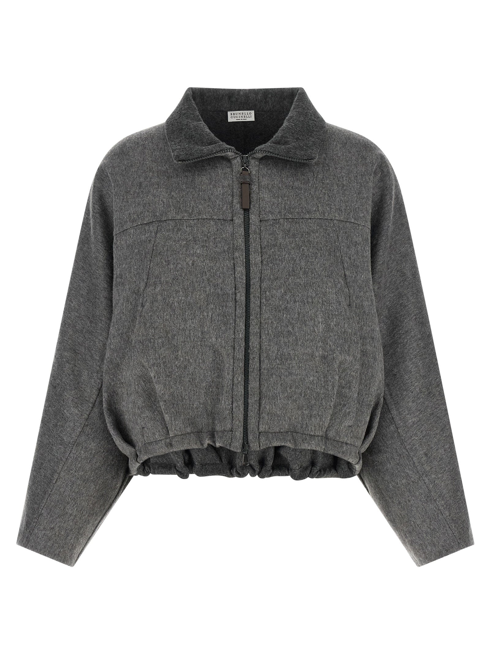 Brunello Cucinelli Gray Virgin Wool Full-Length Jacket Brunello Cucinelli