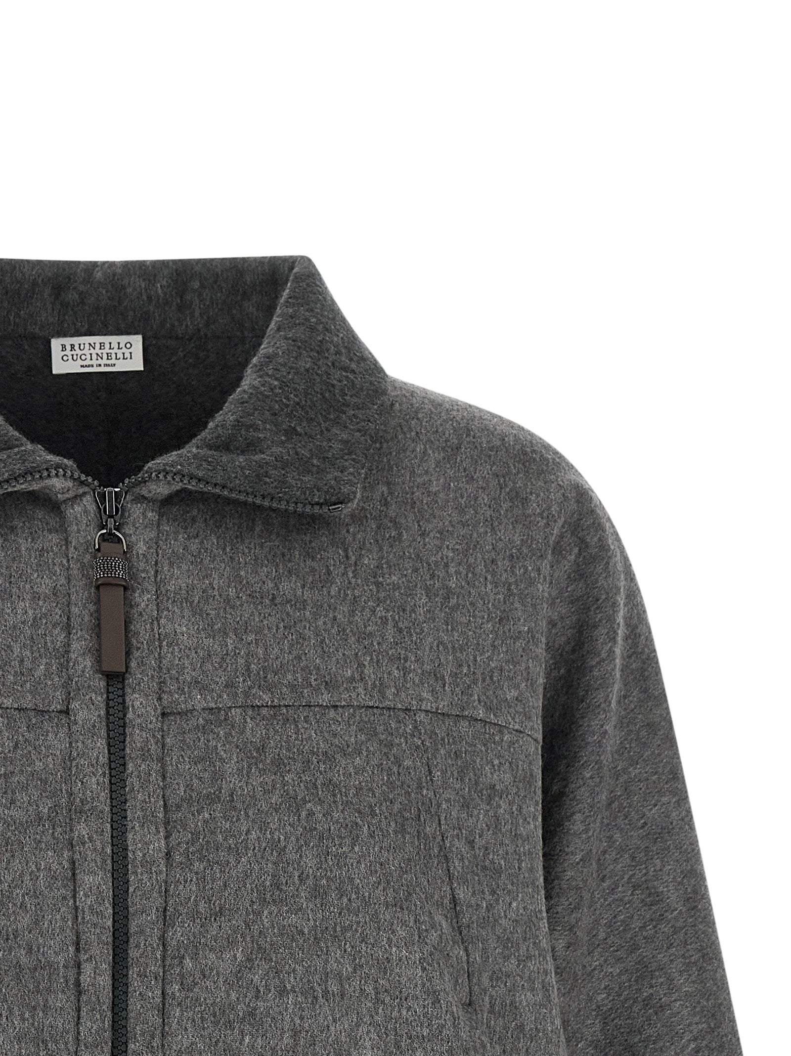 Brunello Cucinelli Gray Virgin Wool Full-Length Jacket Brunello Cucinelli