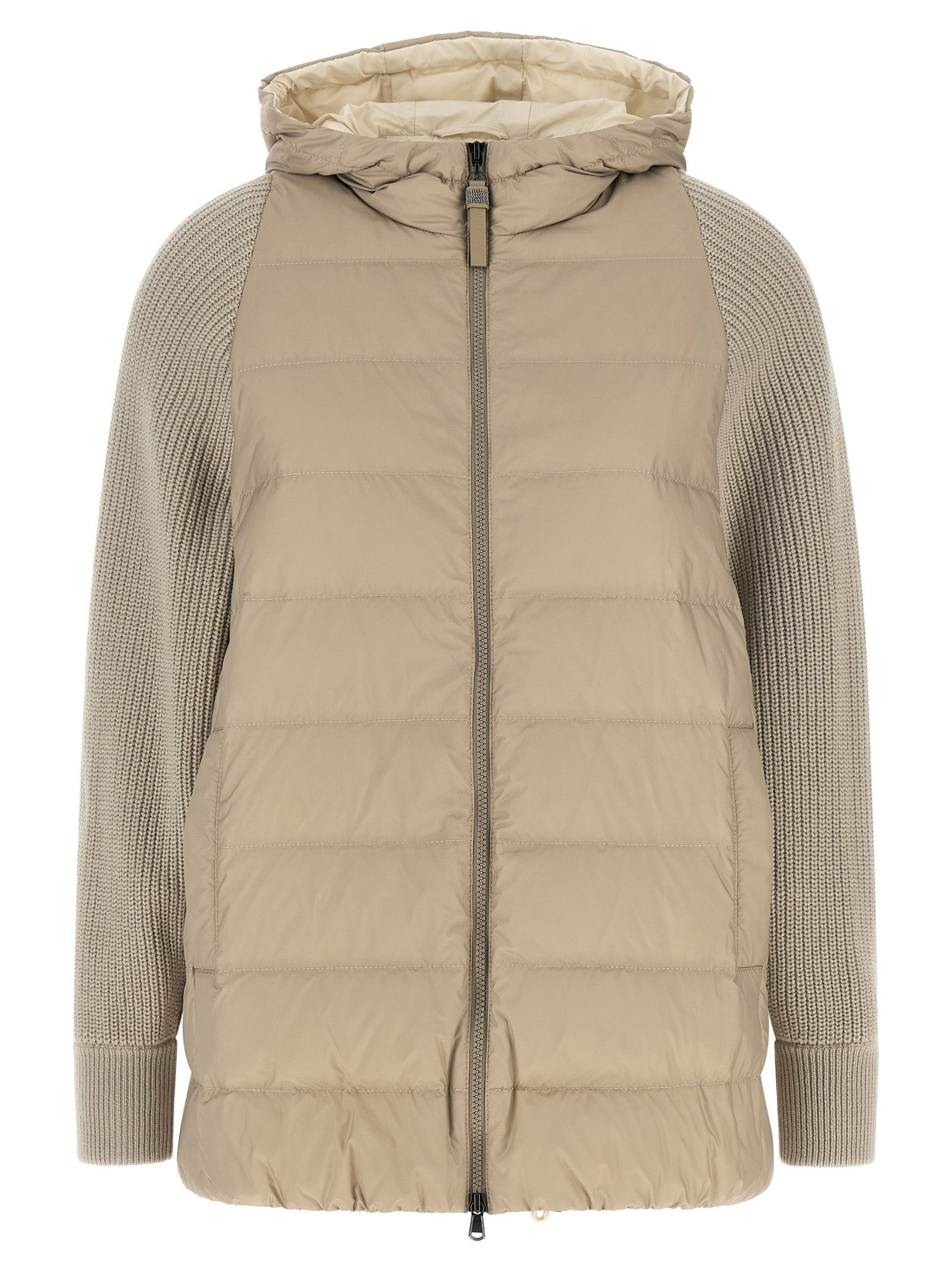 Brunello Cucinelli Beige Polyester Full-Length Jacket Brunello Cucinelli