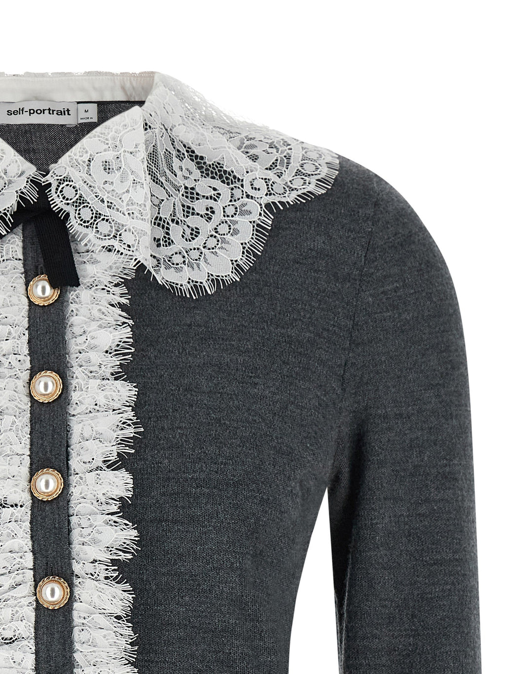 Self-Portrait Gray Wool Cardigan Self-Portrait