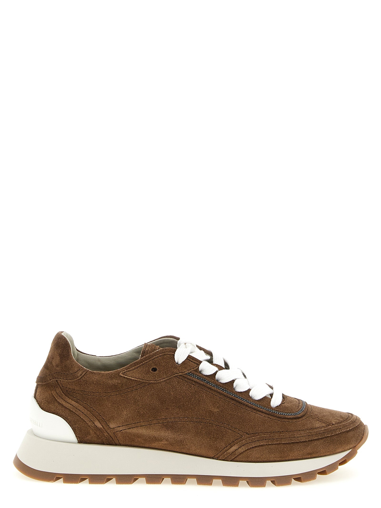 Brunello Cucinelli Brown Calfskin Low Top Sneakers Brunello Cucinelli