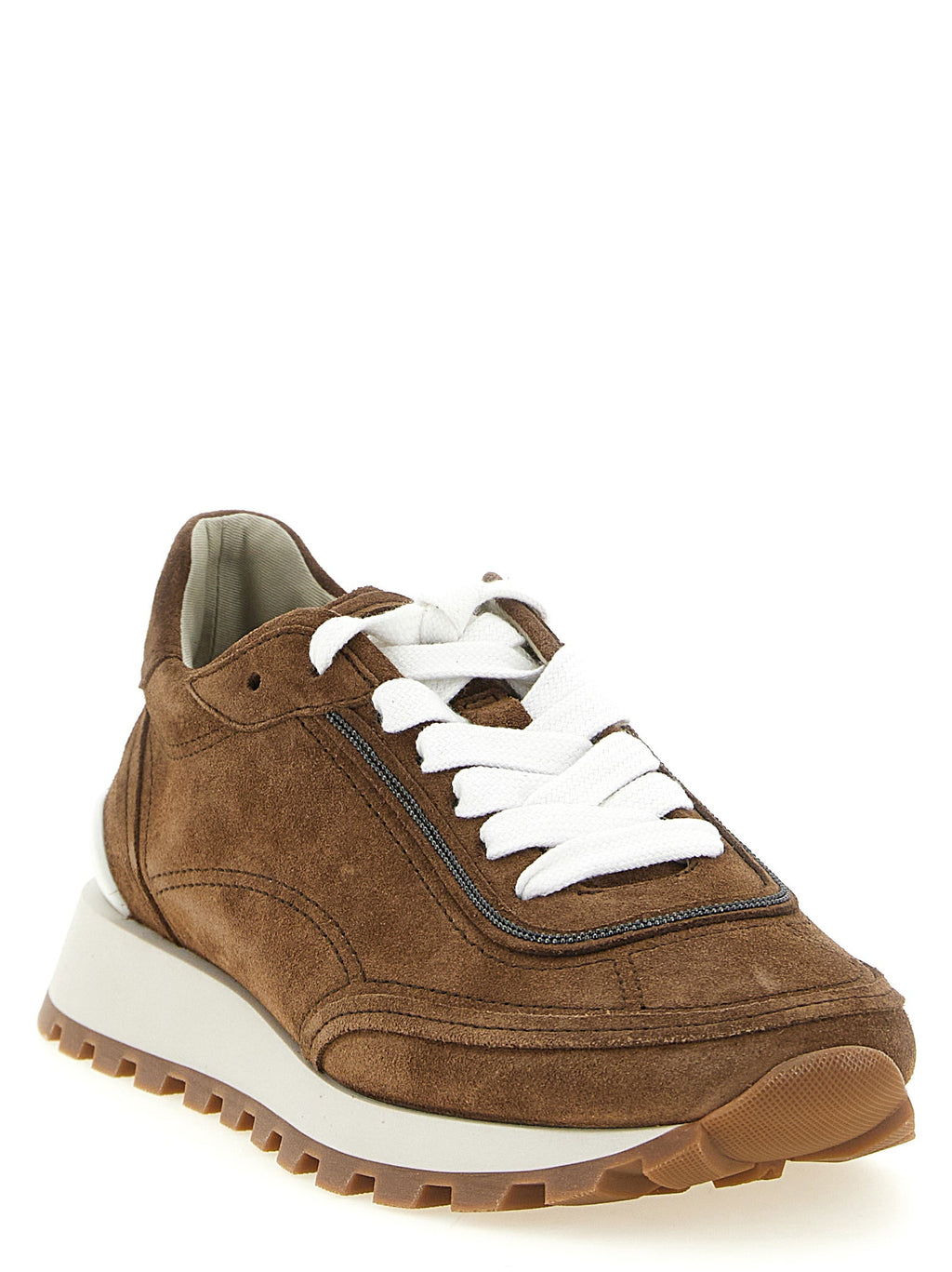 Brunello Cucinelli Brown Calfskin Low Top Sneakers Brunello Cucinelli