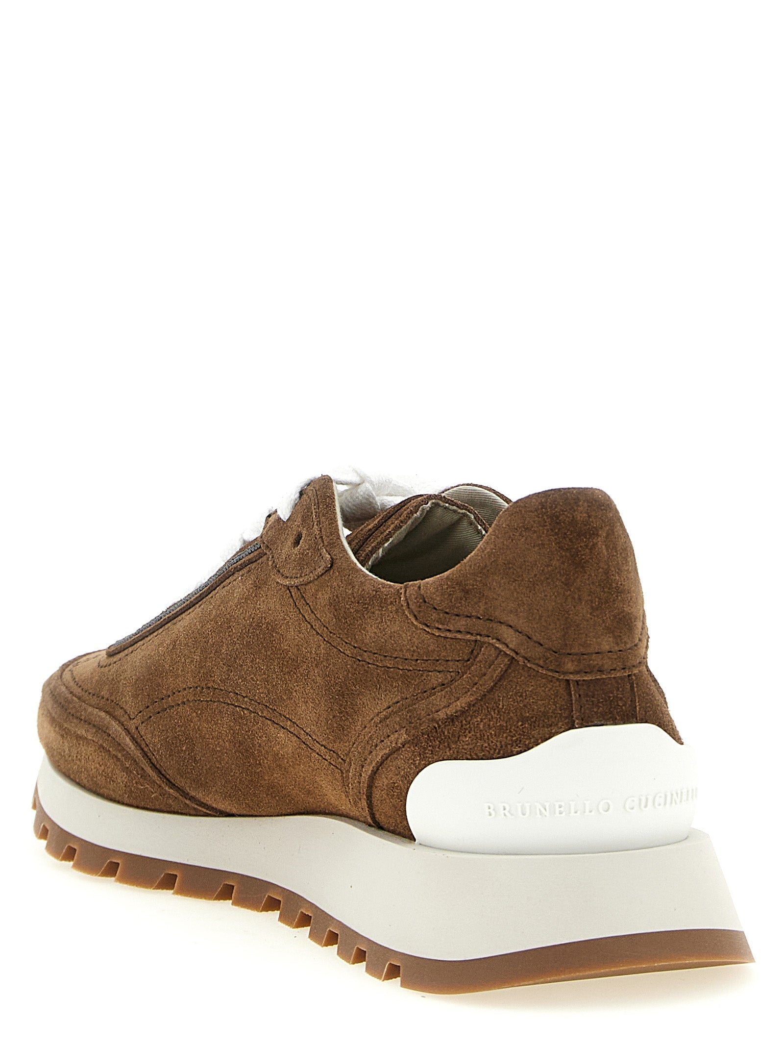 Brunello Cucinelli Brown Calfskin Low Top Sneakers Brunello Cucinelli