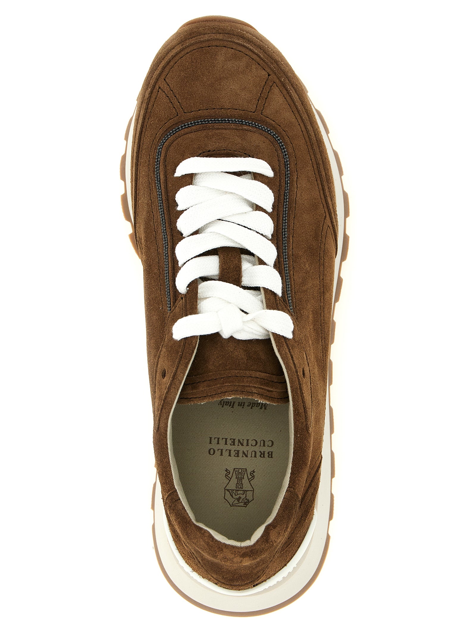 Brunello Cucinelli Brown Calfskin Low Top Sneakers Brunello Cucinelli