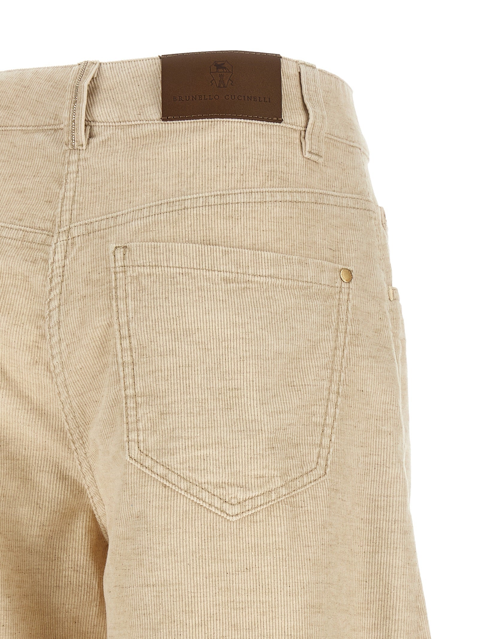 Brunello Cucinelli Beige Cotton Casual Pants Brunello Cucinelli