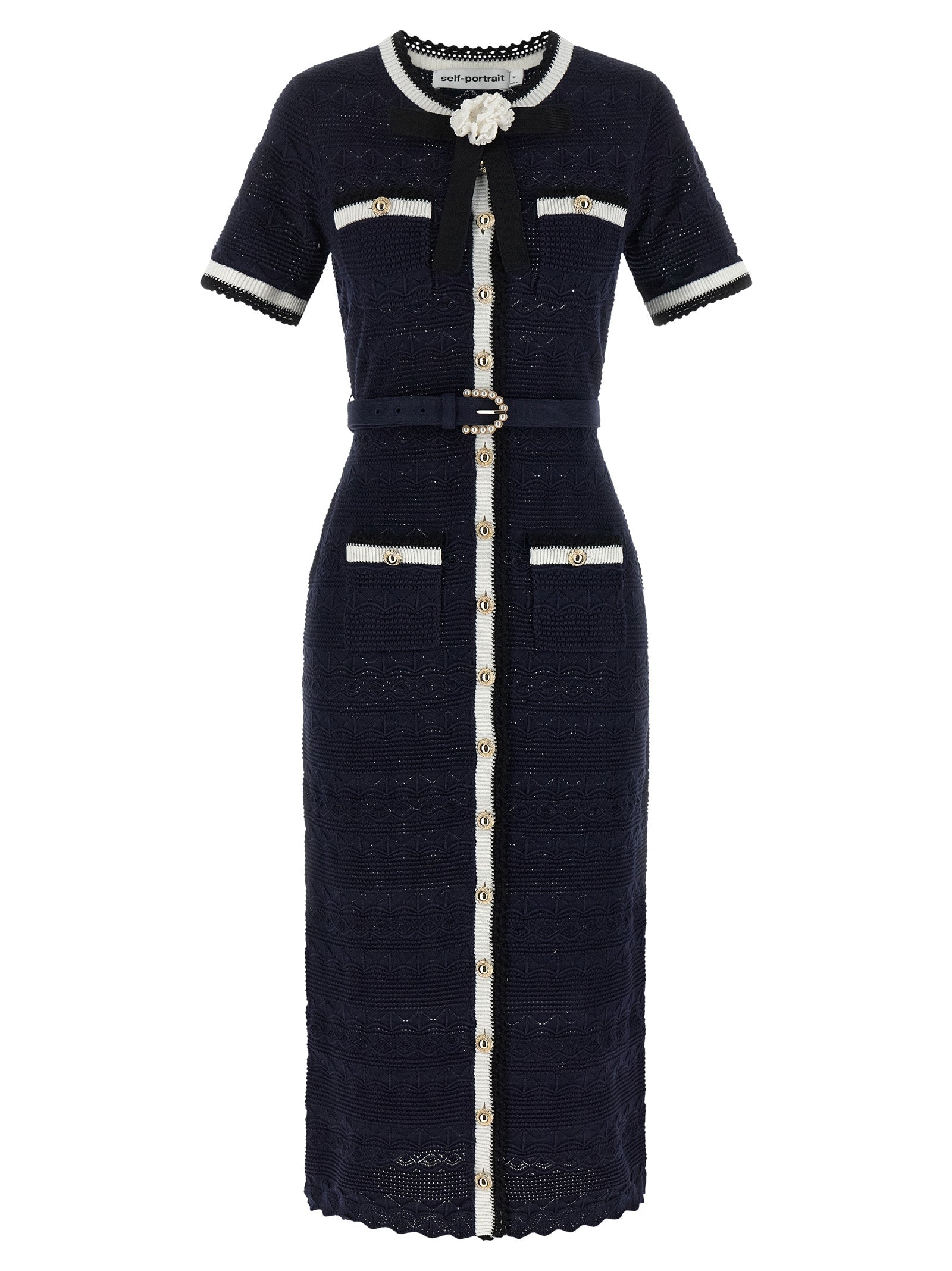 Self-Portrait Blue Cotton Midi Dress Self-Portrait