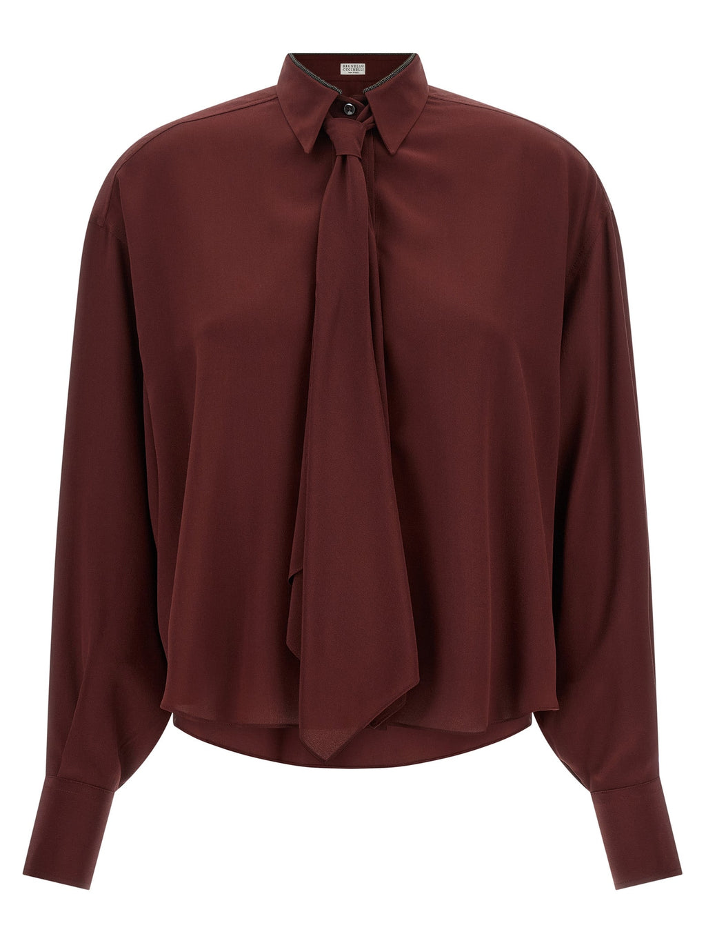 Brunello Cucinelli Bordeaux Silk Blouse Brunello Cucinelli