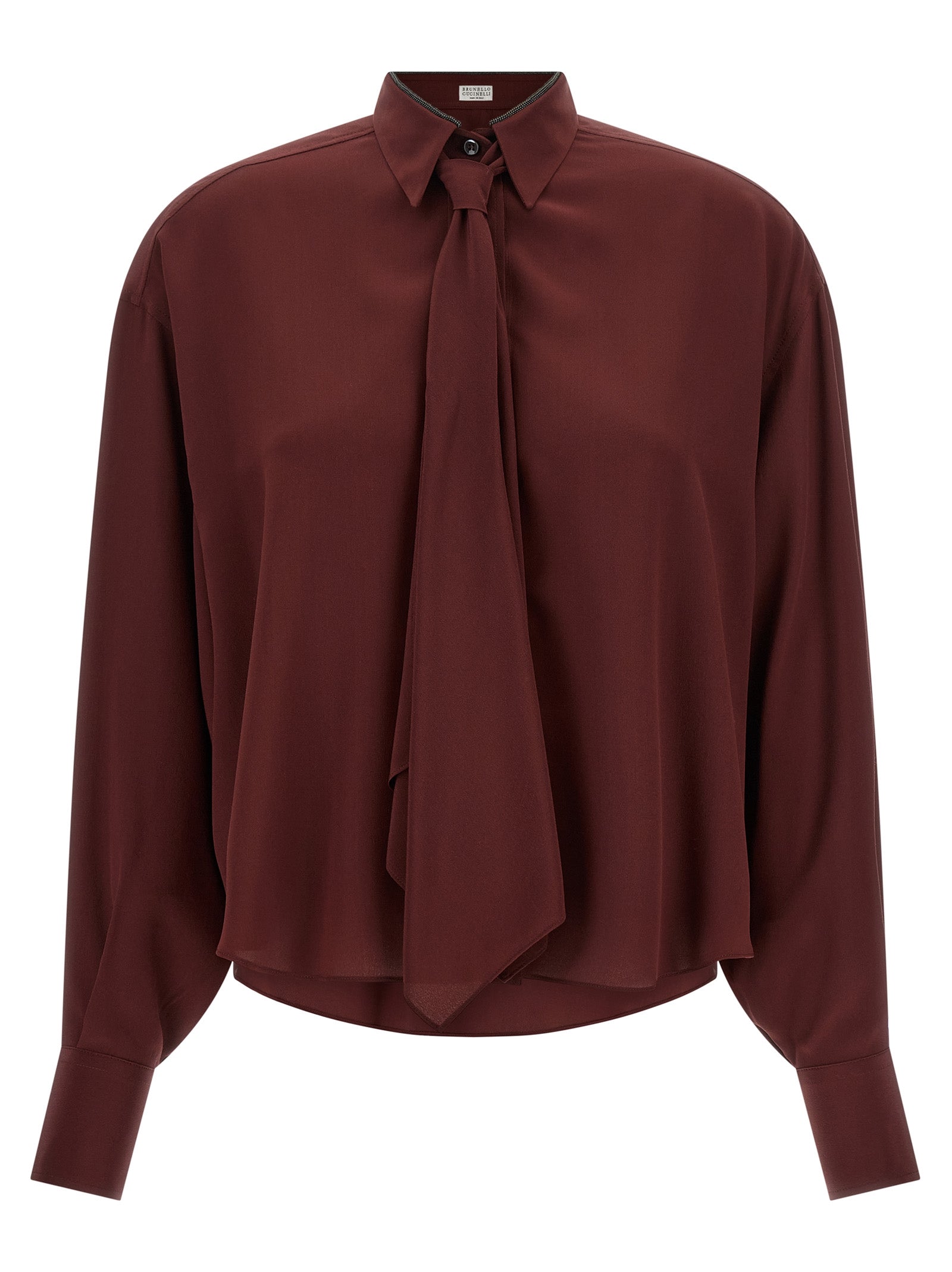 Brunello Cucinelli Bordeaux Silk Blouse Brunello Cucinelli