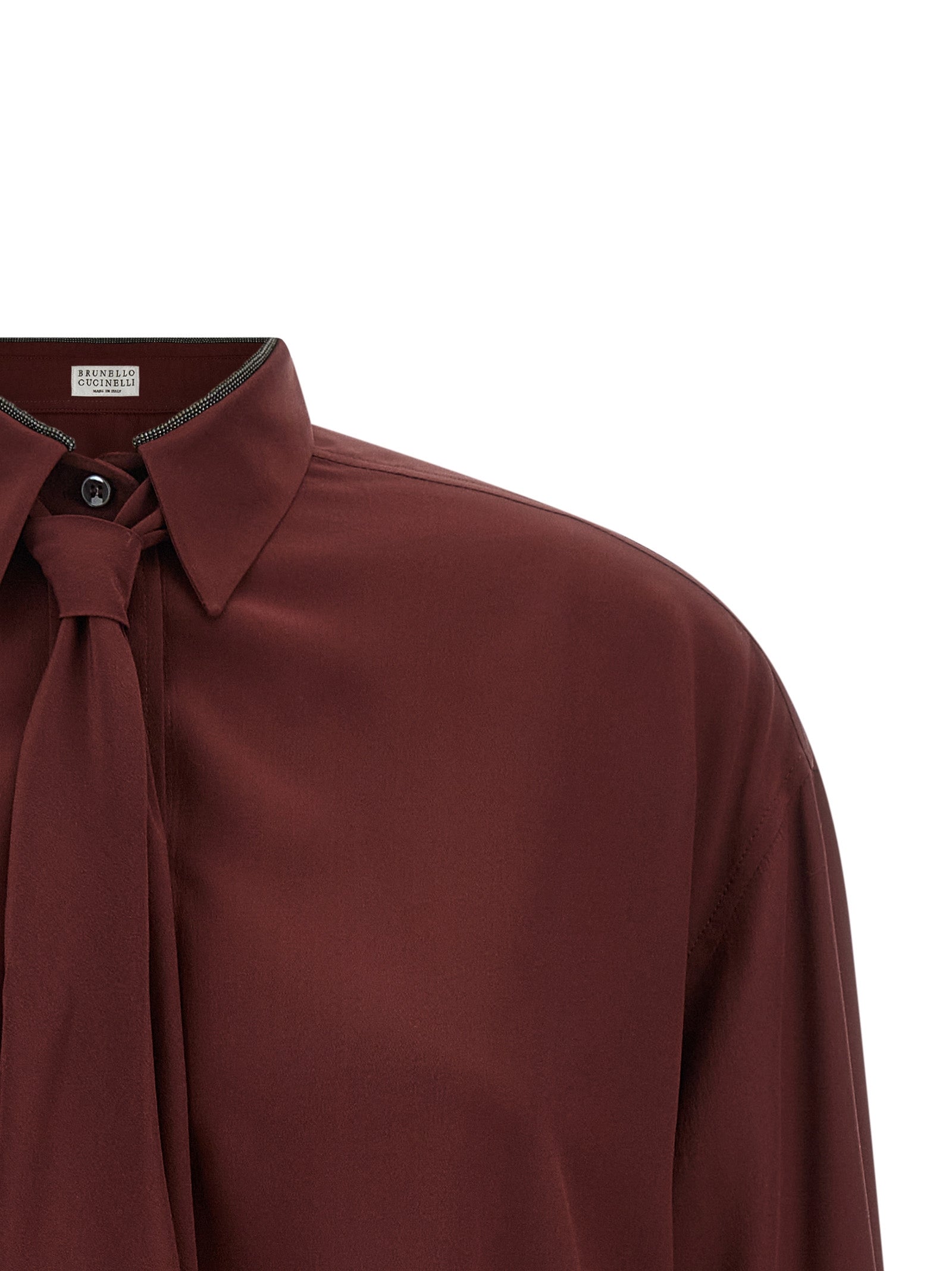 Brunello Cucinelli Bordeaux Silk Blouse Brunello Cucinelli