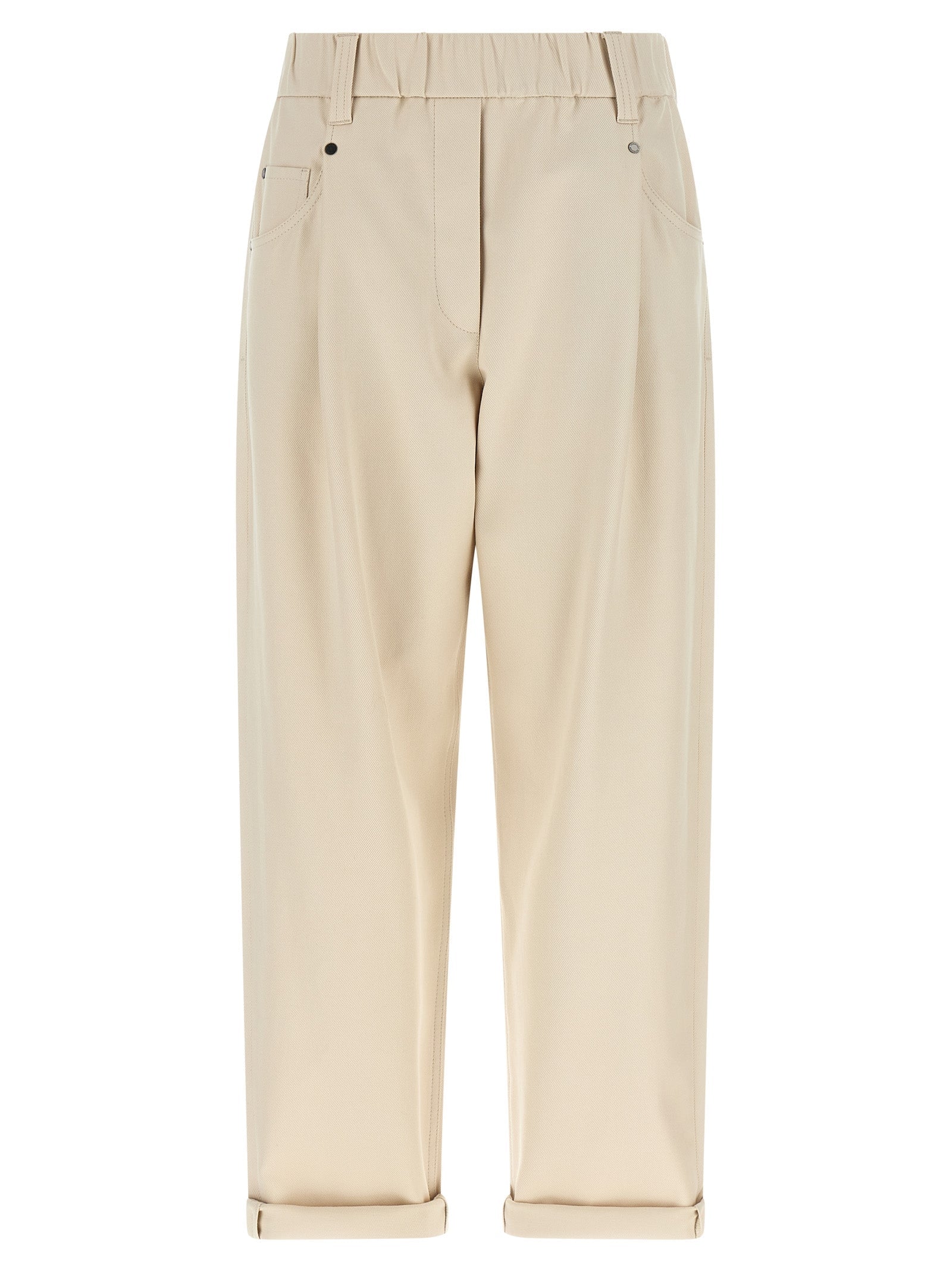 Brunello Cucinelli Beige Cotton Casual Pants Brunello Cucinelli