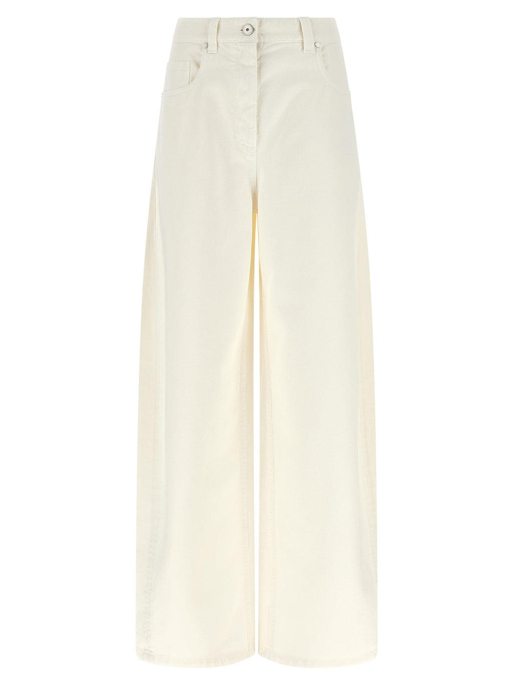 Brunello Cucinelli White Cotton Relaxed Fit Jeans Brunello Cucinelli