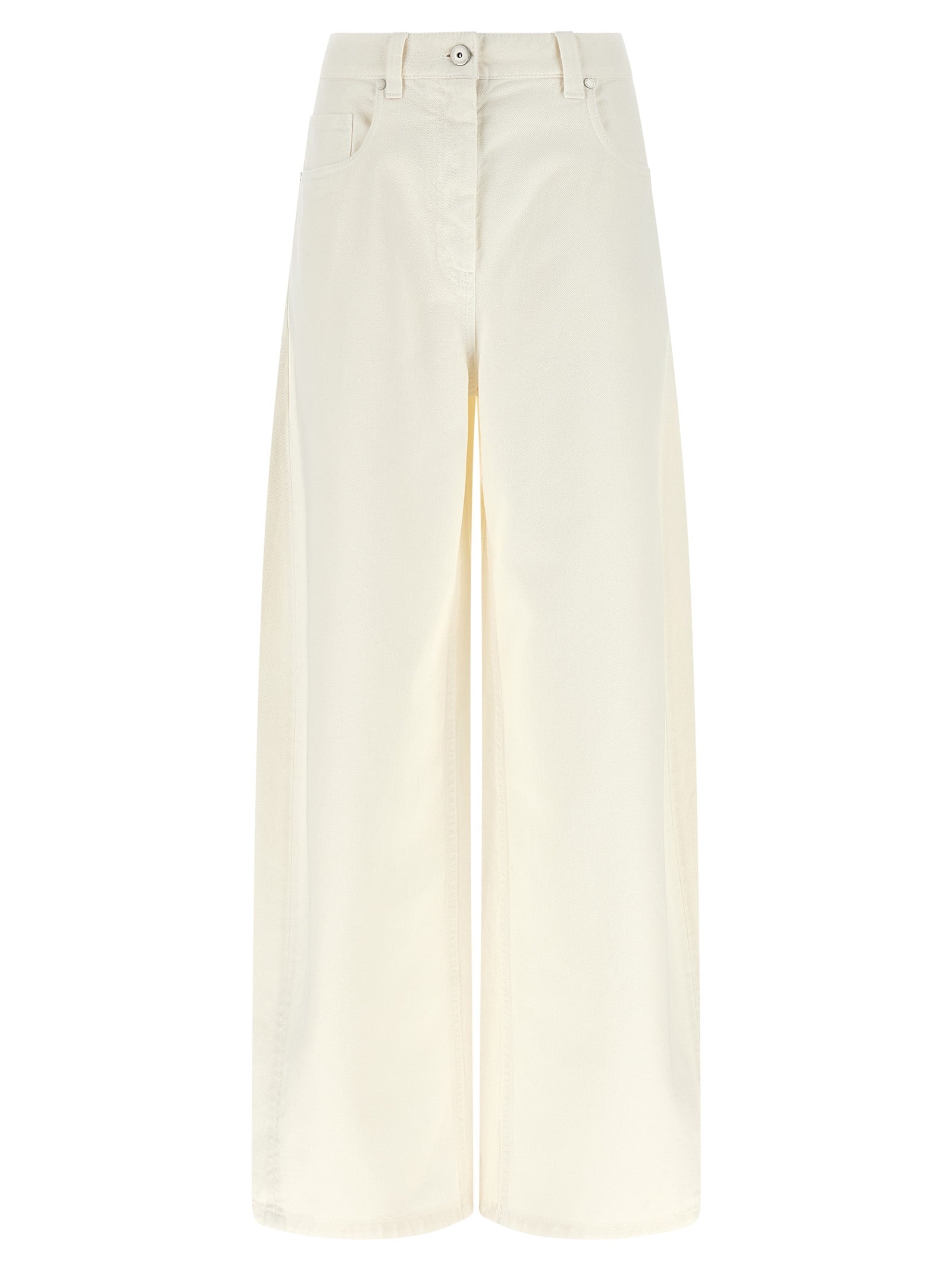 Brunello Cucinelli White Cotton Relaxed Fit Jeans Brunello Cucinelli