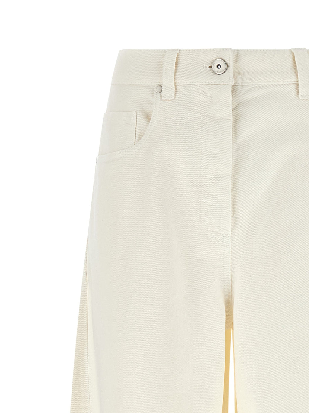 Brunello Cucinelli White Cotton Relaxed Fit Jeans Brunello Cucinelli