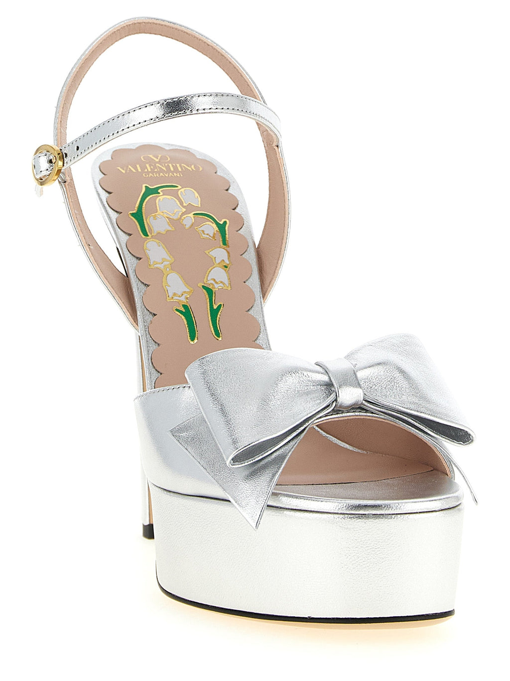 Valentino Garavani Silver Leather Stiletto Heel Sandals Valentino Garavani