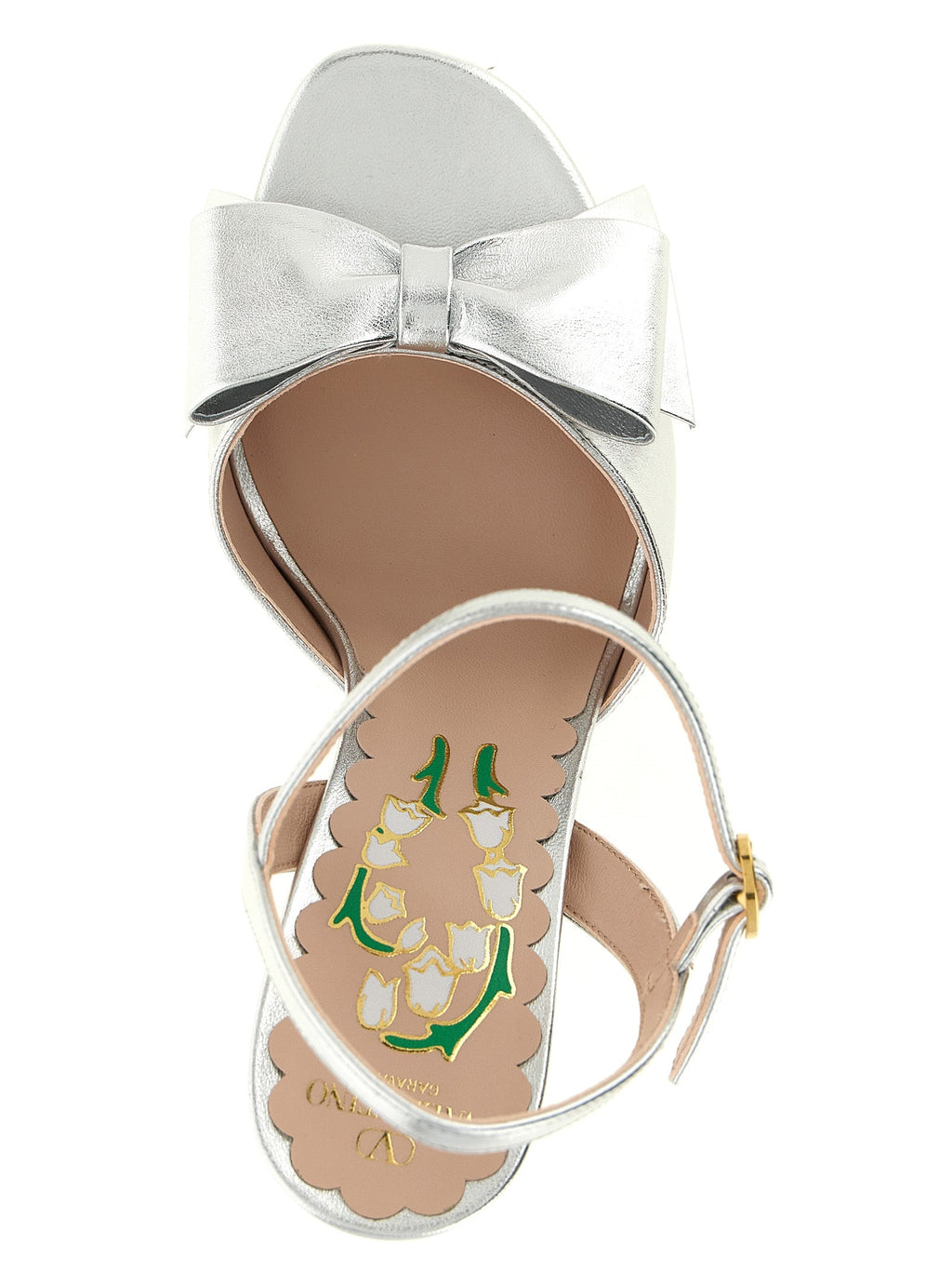 Valentino Garavani Silver Leather Stiletto Heel Sandals Valentino Garavani