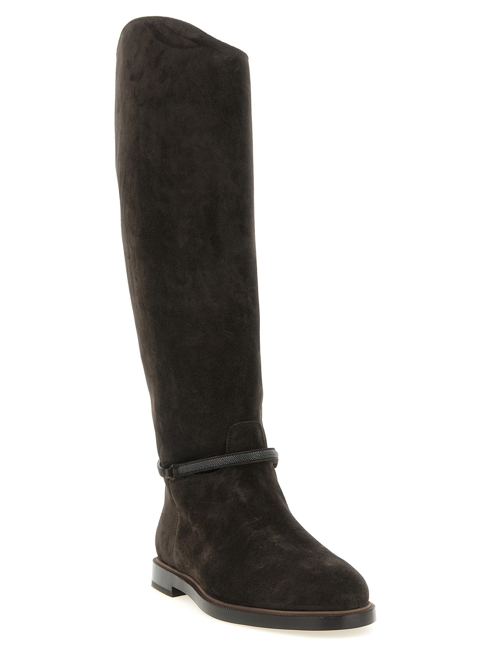 Brunello Cucinelli Black Calfskin Over The Knee Brunello Cucinelli