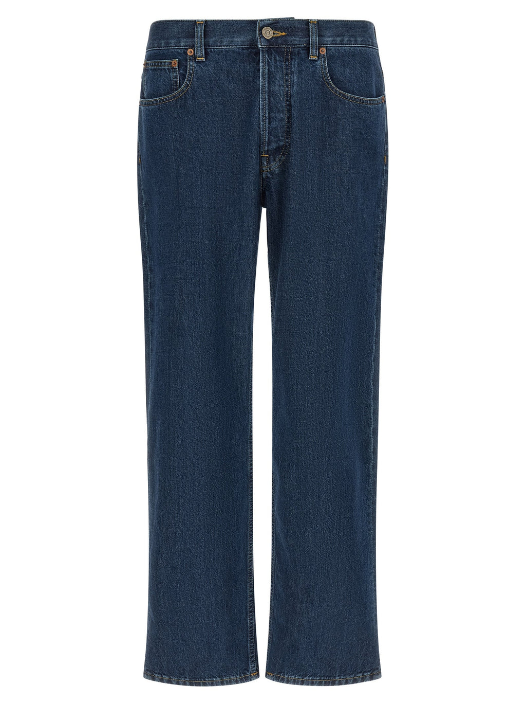 Valentino Garavani Blue Cotton Straight-Leg Jeans Valentino Garavani