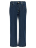Valentino Garavani Blue Cotton Straight-Leg Jeans Valentino Garavani