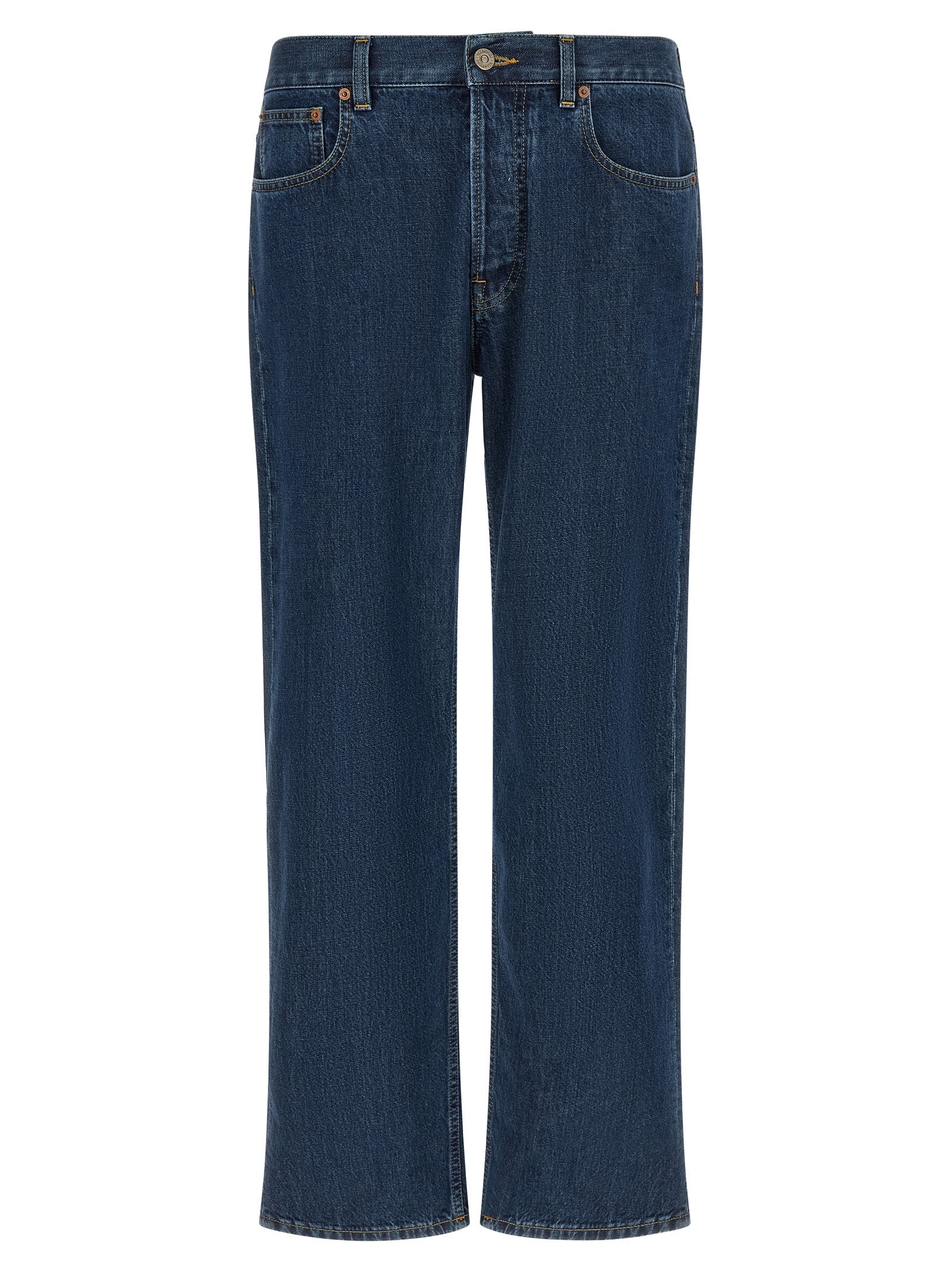 Valentino Garavani Blue Cotton Straight-Leg Jeans Valentino Garavani