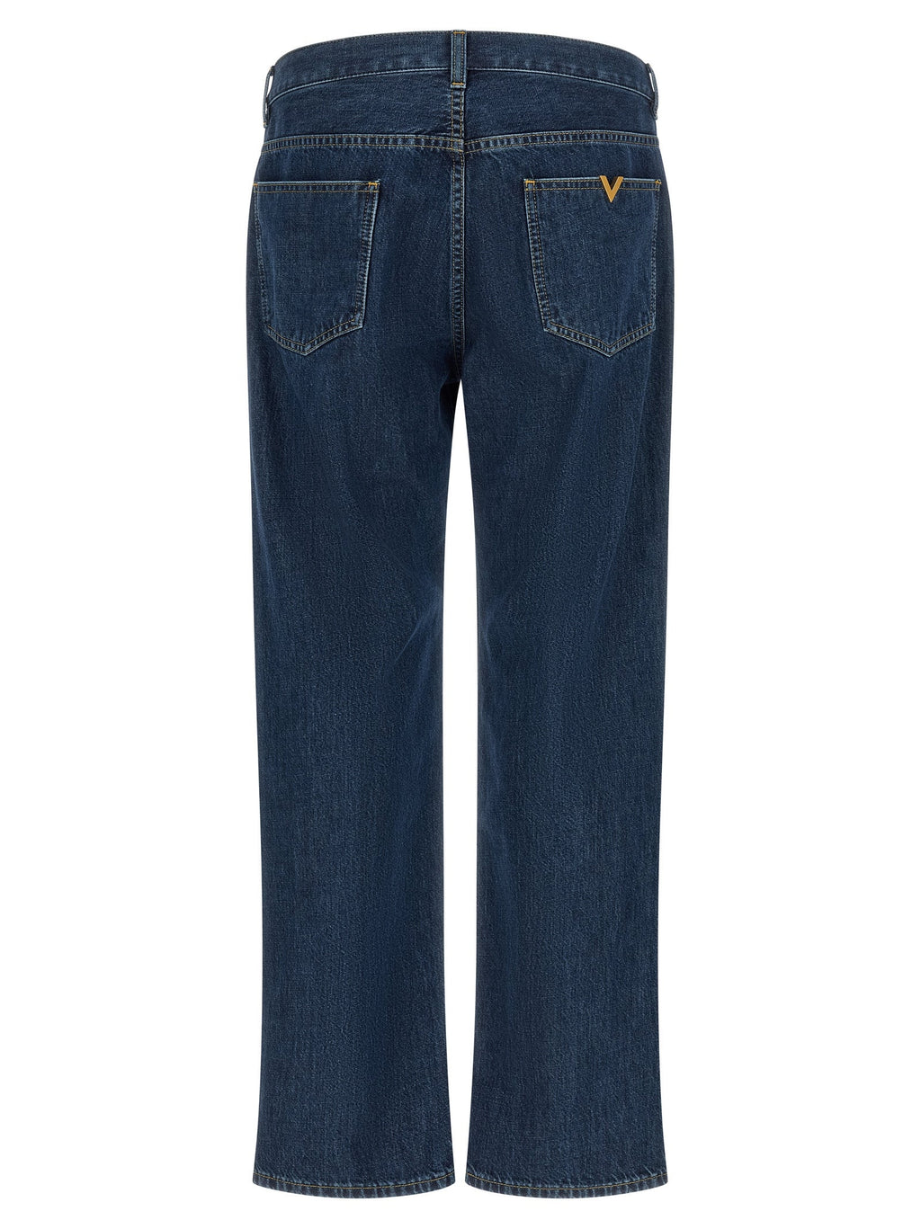 Valentino Garavani Blue Cotton Straight-Leg Jeans Valentino Garavani
