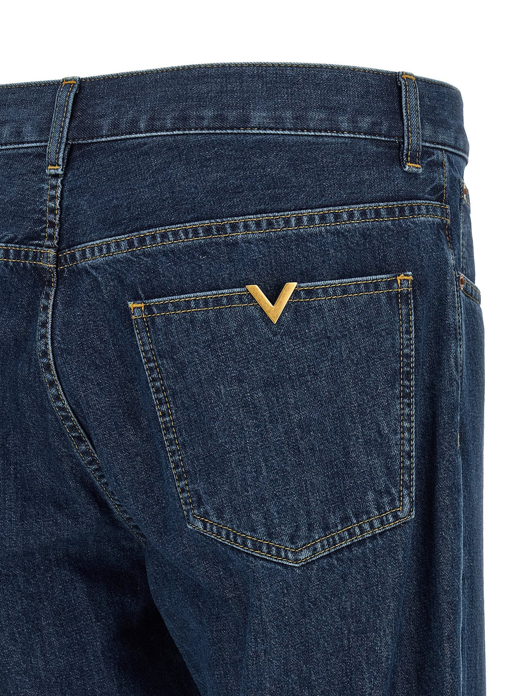 Valentino Garavani Blue Cotton Straight-Leg Jeans Valentino Garavani