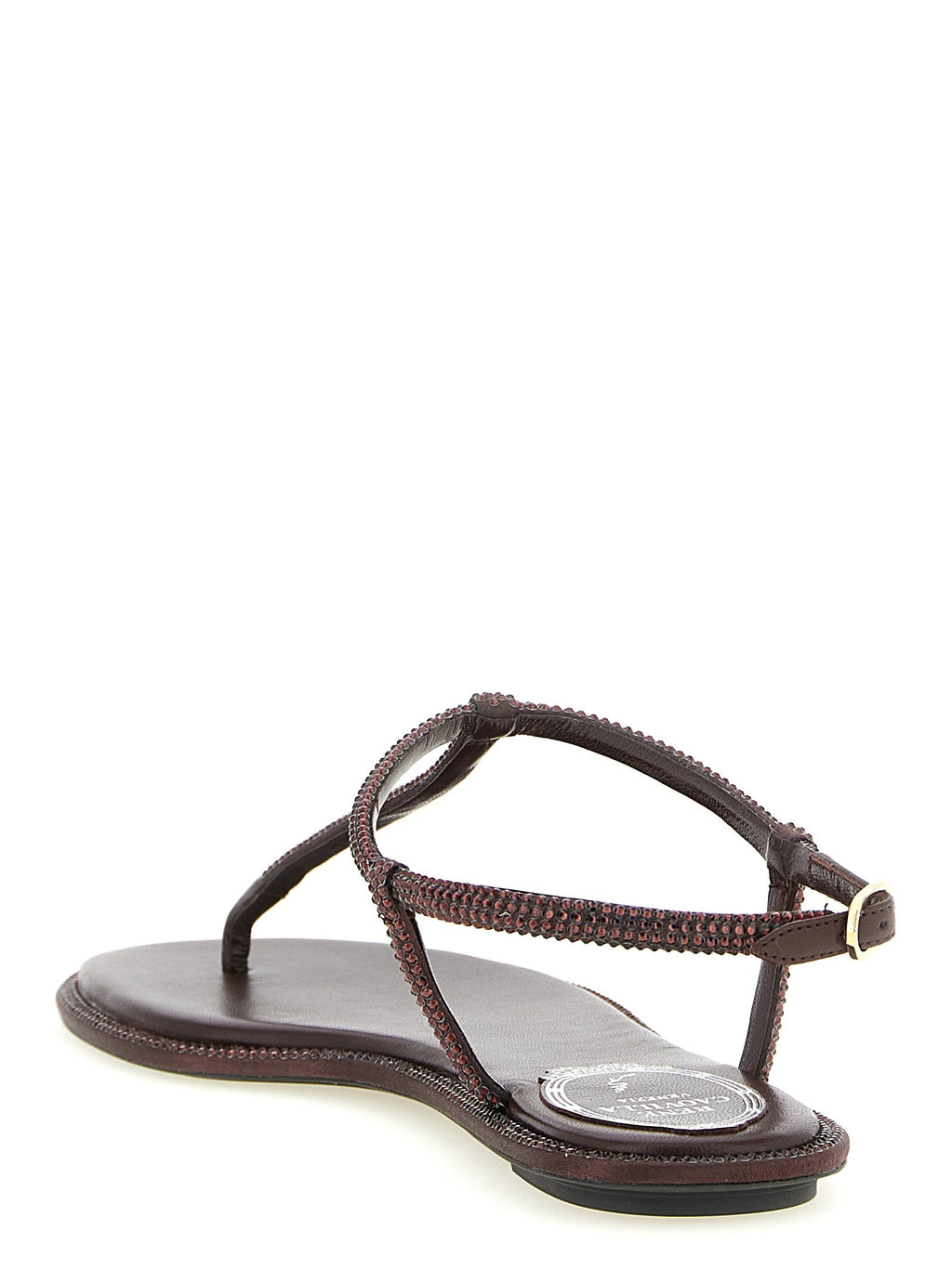 RENE CAOVILLA Brown Viscose Flat Sandals