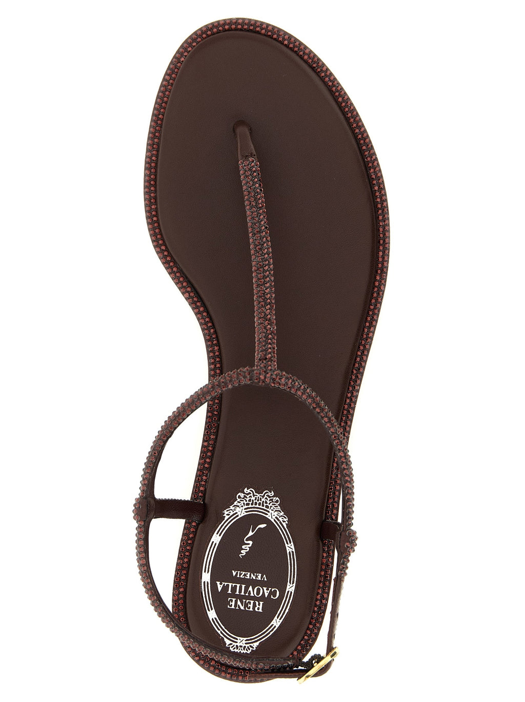 RENE CAOVILLA Brown Viscose Flat Sandals