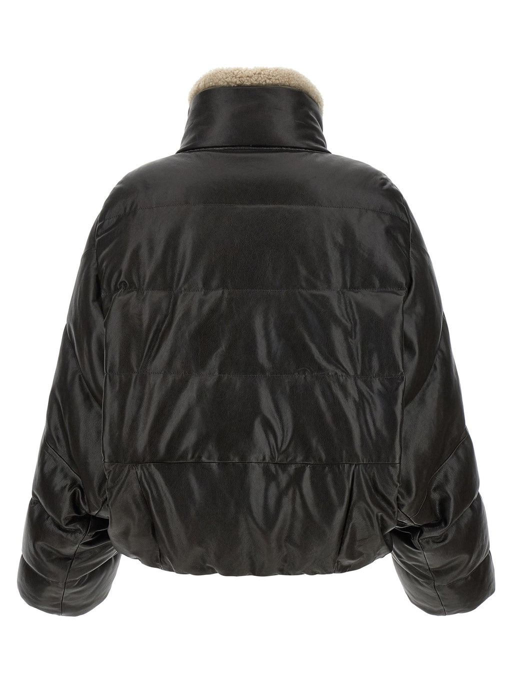 Brunello Cucinelli Brown Lamb Leather Leather Jacket