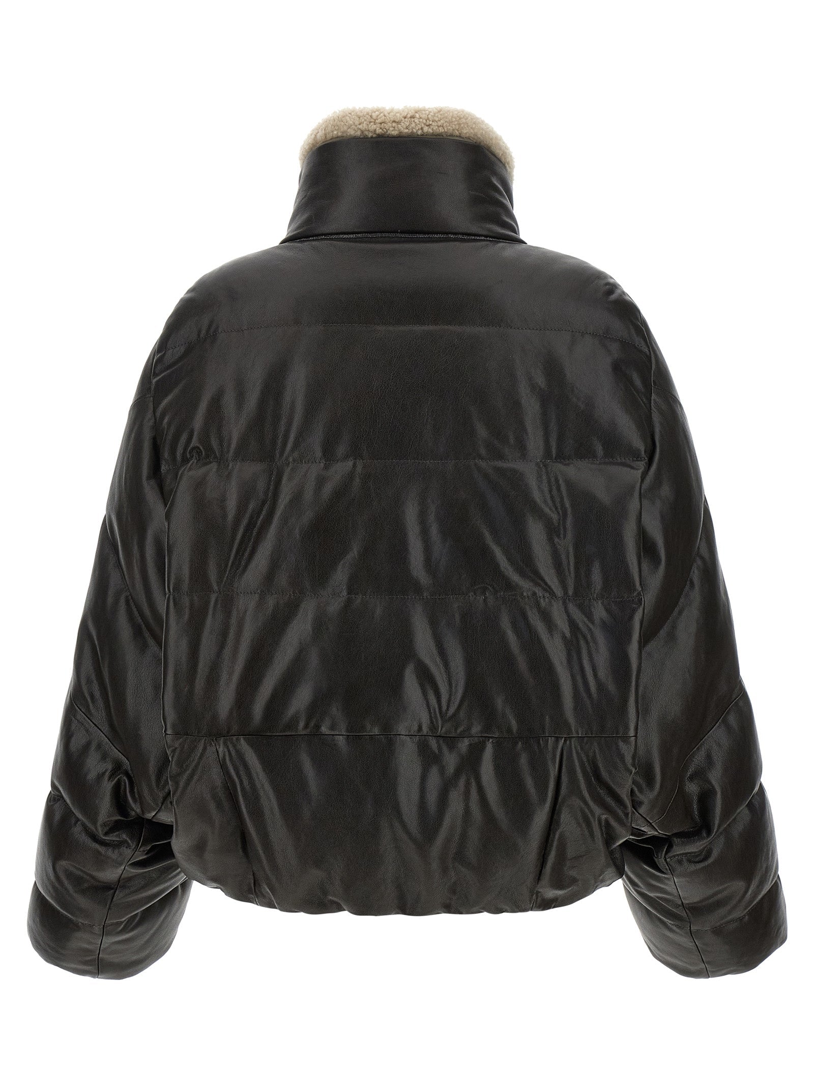 Brunello Cucinelli Brown Lamb Leather Leather Jacket