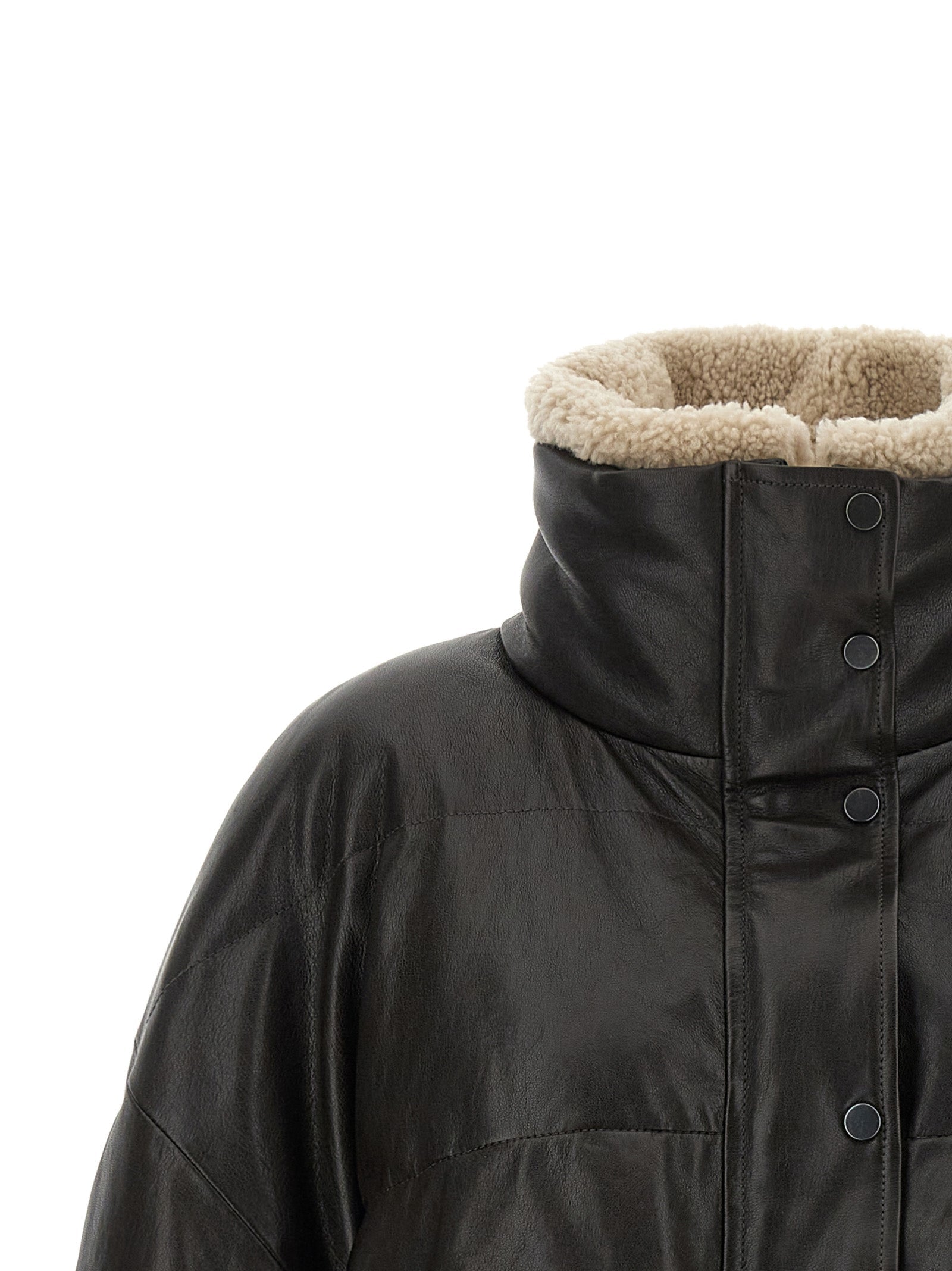 Brunello Cucinelli Brown Lamb Leather Leather Jacket