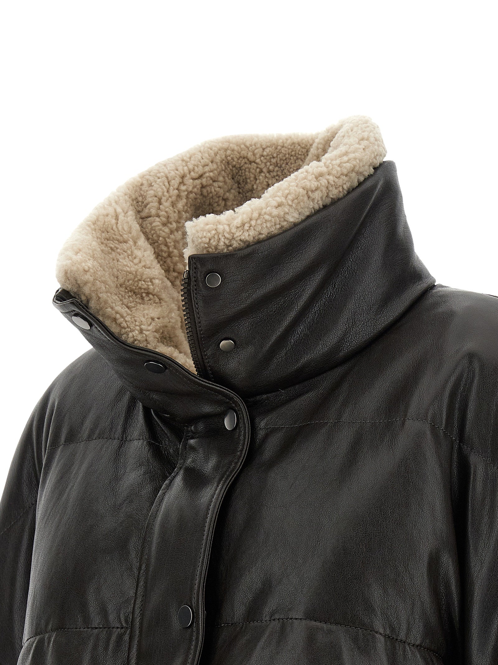Brunello Cucinelli Brown Lamb Leather Leather Jacket