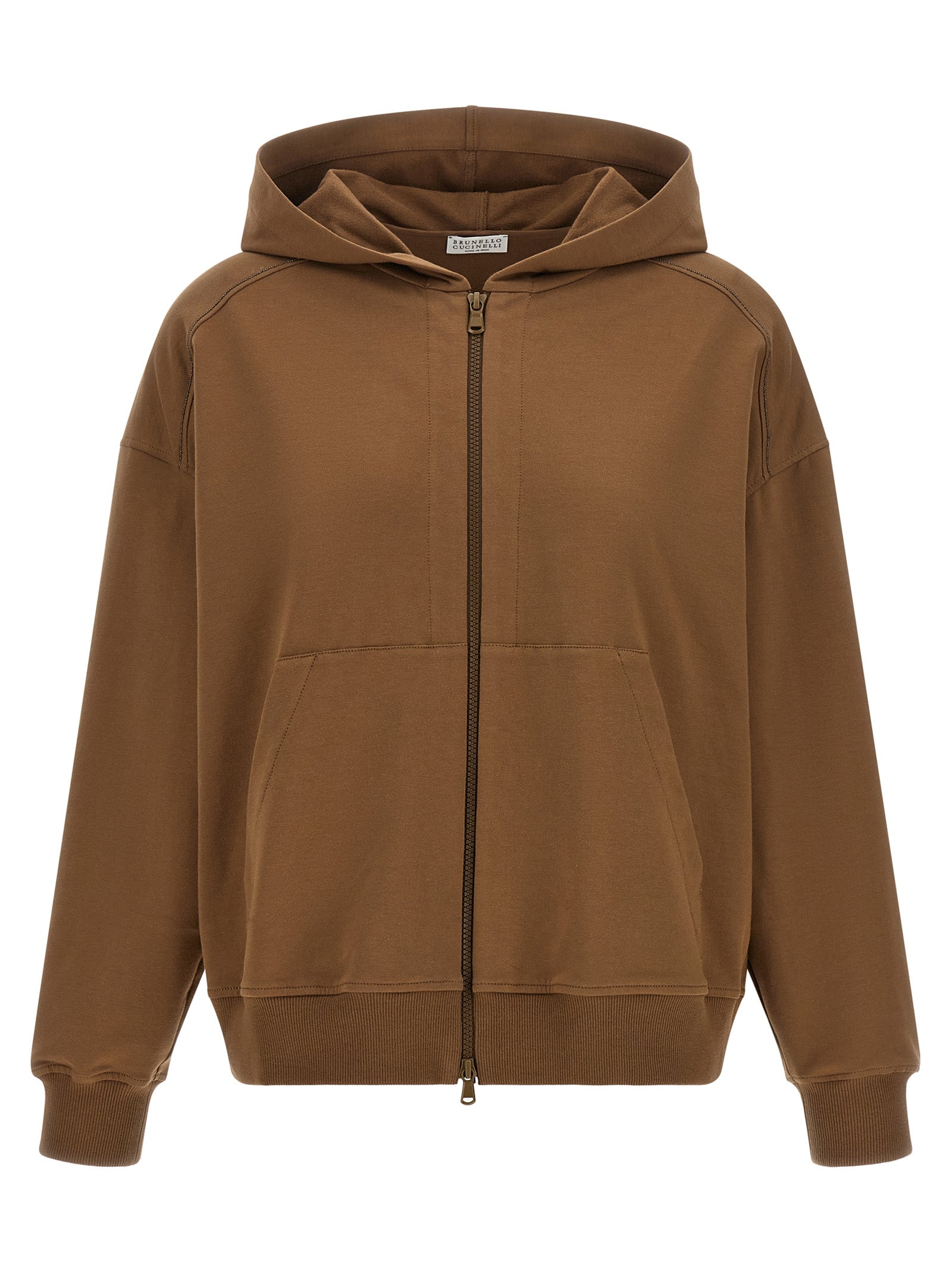 Brunello Cucinelli Brown Cotton Hoodie Brunello Cucinelli
