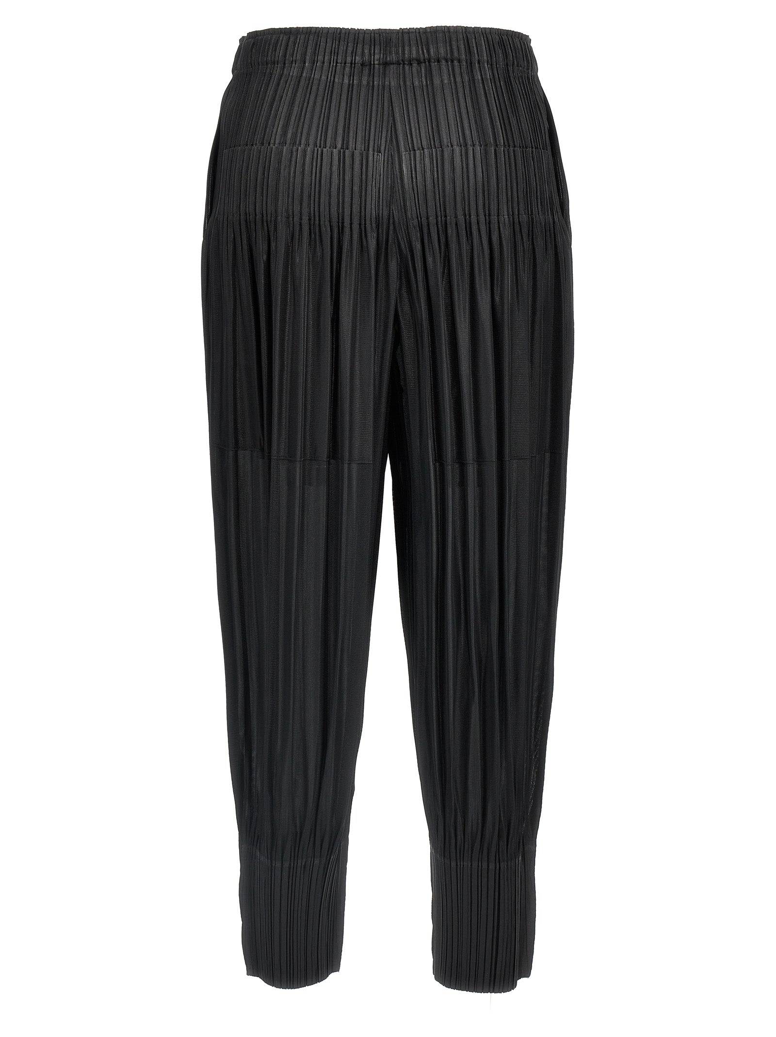 PLEATS PLEASE ISSEY MIYAKE Black Polyester Casual Pants