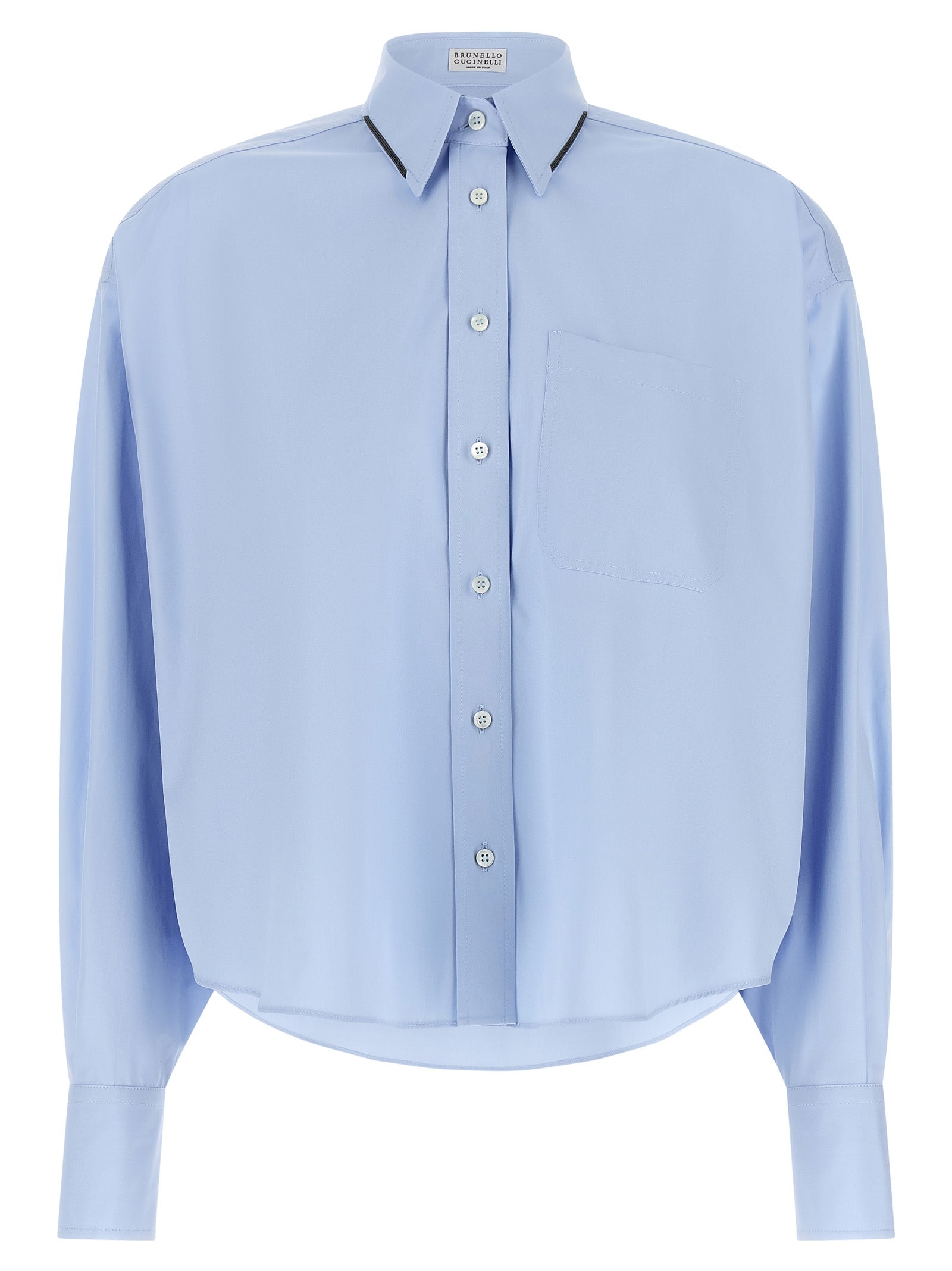 Brunello Cucinelli Blue Cotton Blouse Brunello Cucinelli