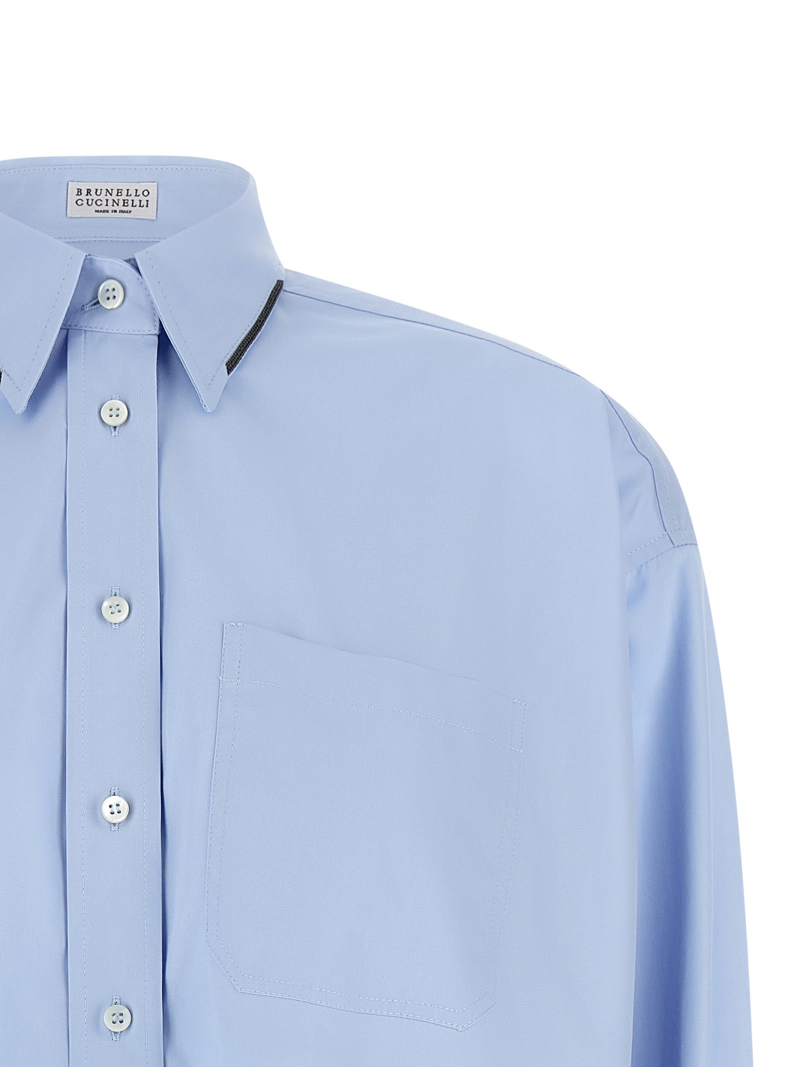 Brunello Cucinelli Blue Cotton Blouse Brunello Cucinelli