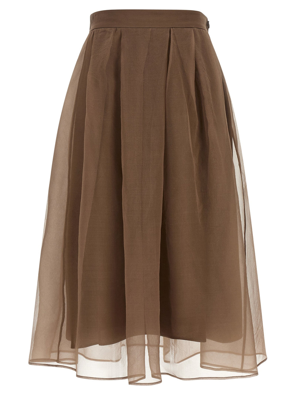 Brunello Cucinelli Brown Silk Midi Skirt Brunello Cucinelli