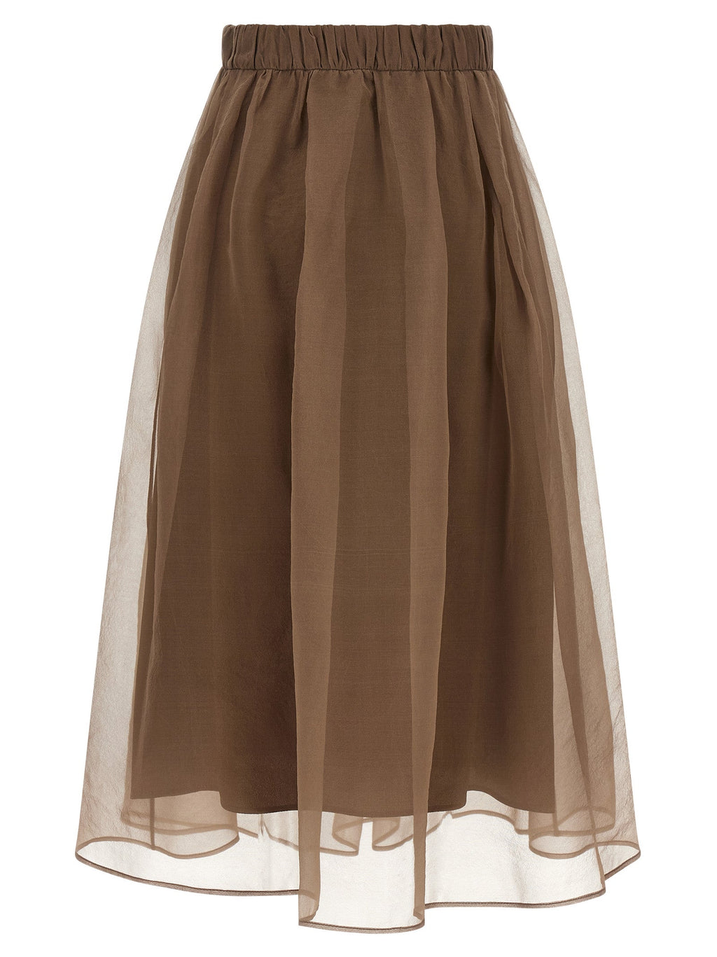 Brunello Cucinelli Brown Silk Midi Skirt Brunello Cucinelli