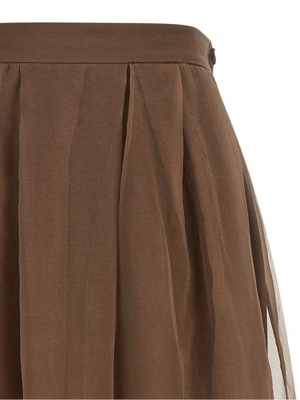 Brunello Cucinelli Brown Silk Midi Skirt Brunello Cucinelli