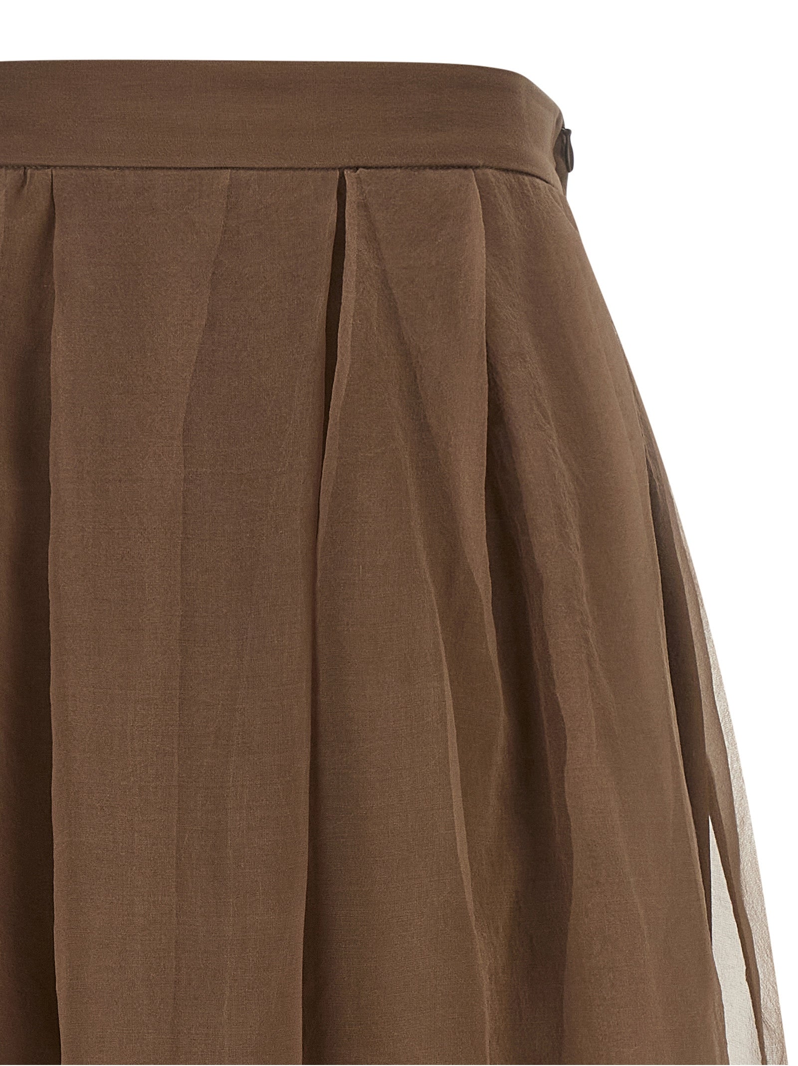 Brunello Cucinelli Brown Silk Midi Skirt Brunello Cucinelli