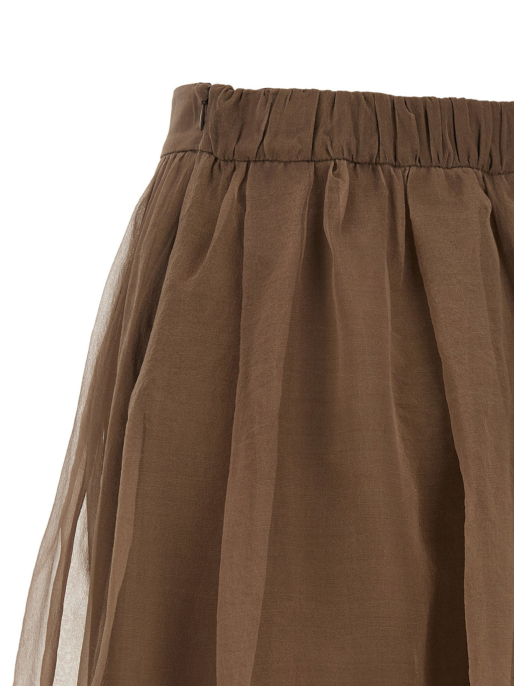 Brunello Cucinelli Brown Silk Midi Skirt Brunello Cucinelli