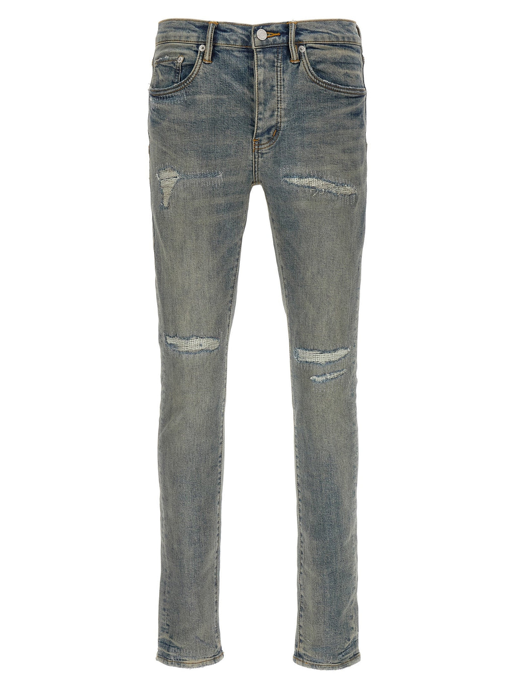 PURPLE Blue Cotton Slim Fit Jeans PURPLE