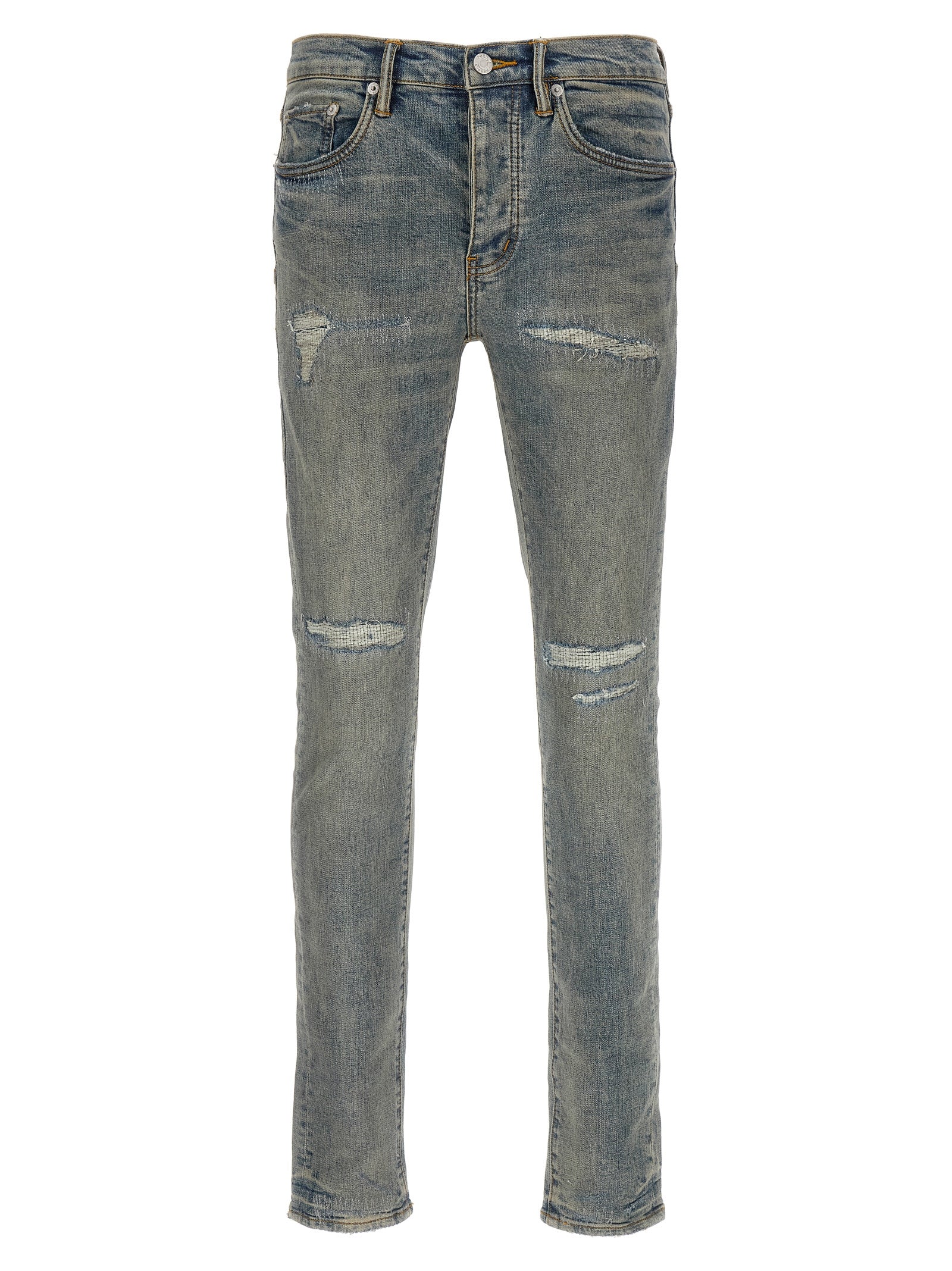 PURPLE Blue Cotton Slim Fit Jeans PURPLE