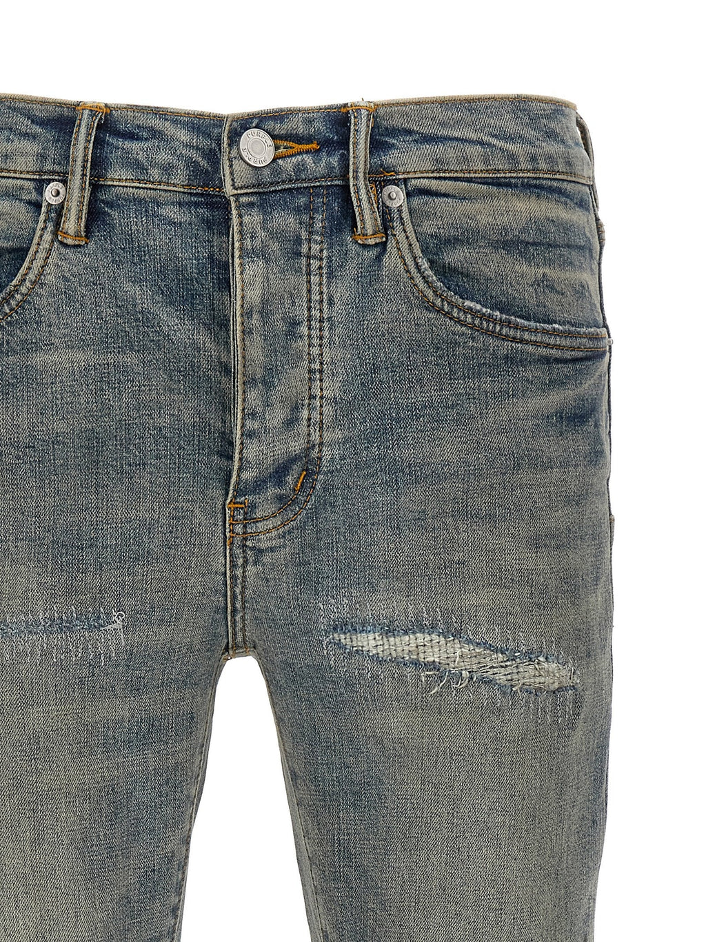 PURPLE Blue Cotton Slim Fit Jeans PURPLE