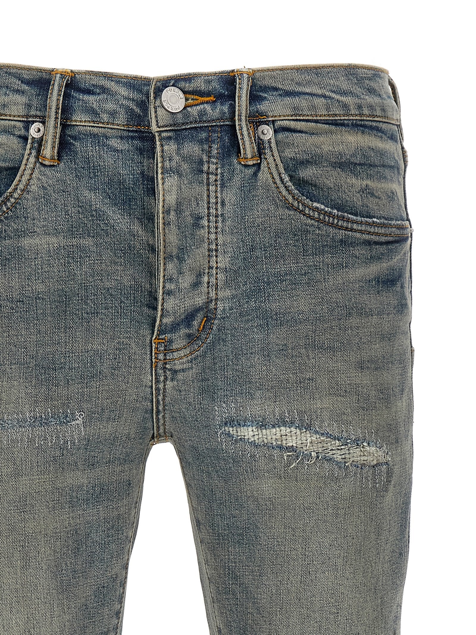 PURPLE Blue Cotton Slim Fit Jeans PURPLE