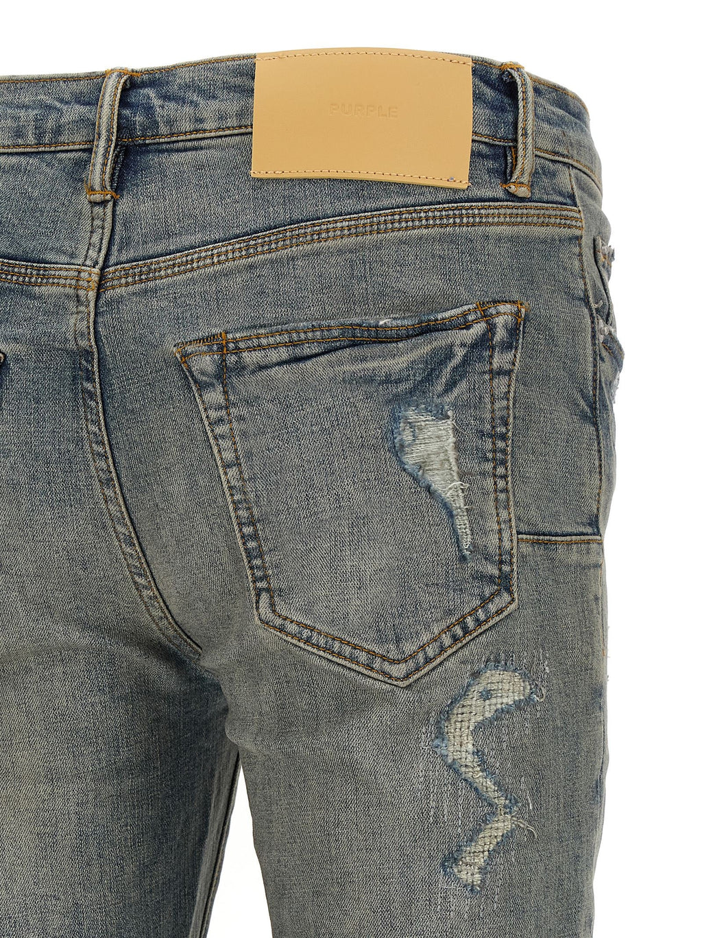 PURPLE Blue Cotton Slim Fit Jeans PURPLE