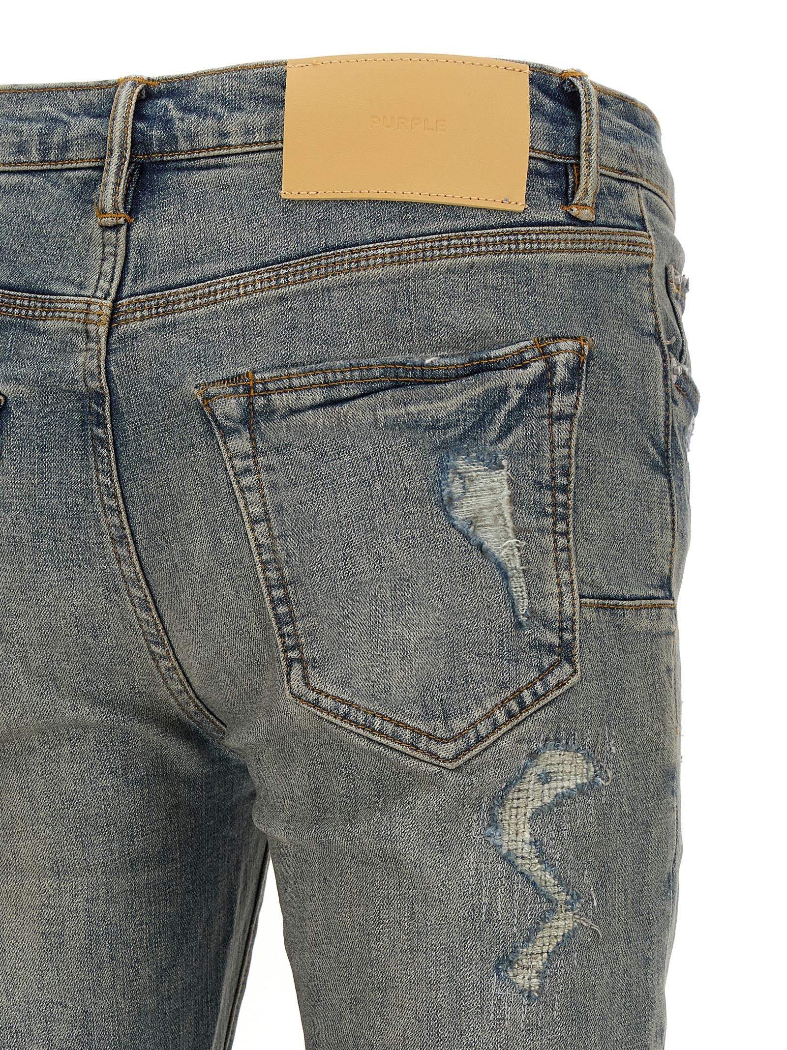 PURPLE Blue Cotton Slim Fit Jeans PURPLE