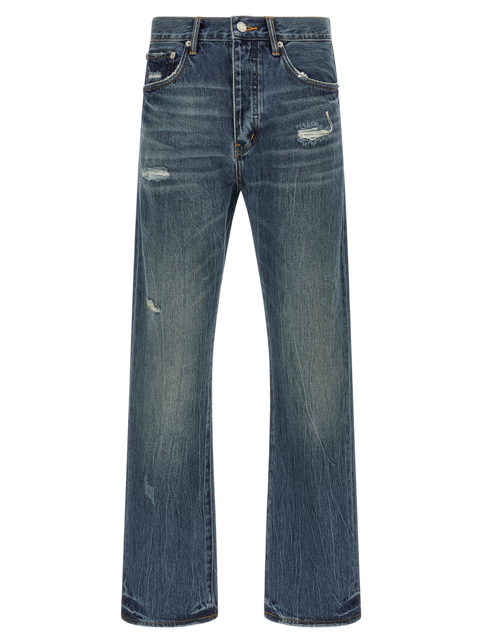 PURPLE Blue Cotton Straight-Leg Jeans PURPLE