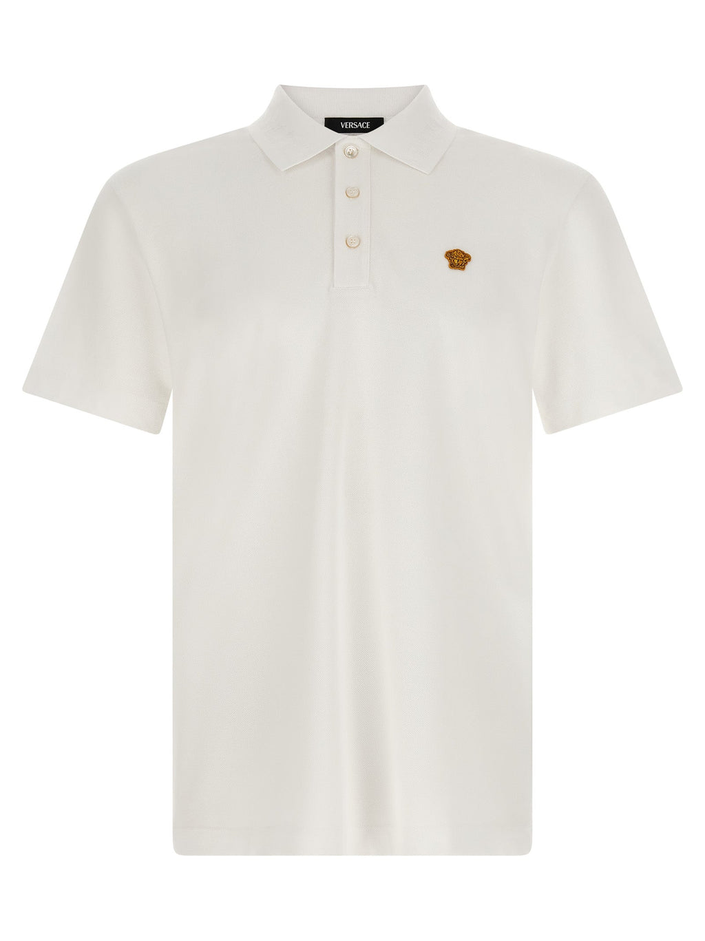 Versace White Cotton Polo Shirt Versace