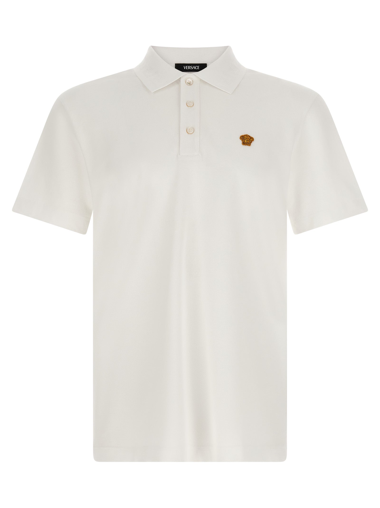 Versace White Cotton Polo Shirt Versace