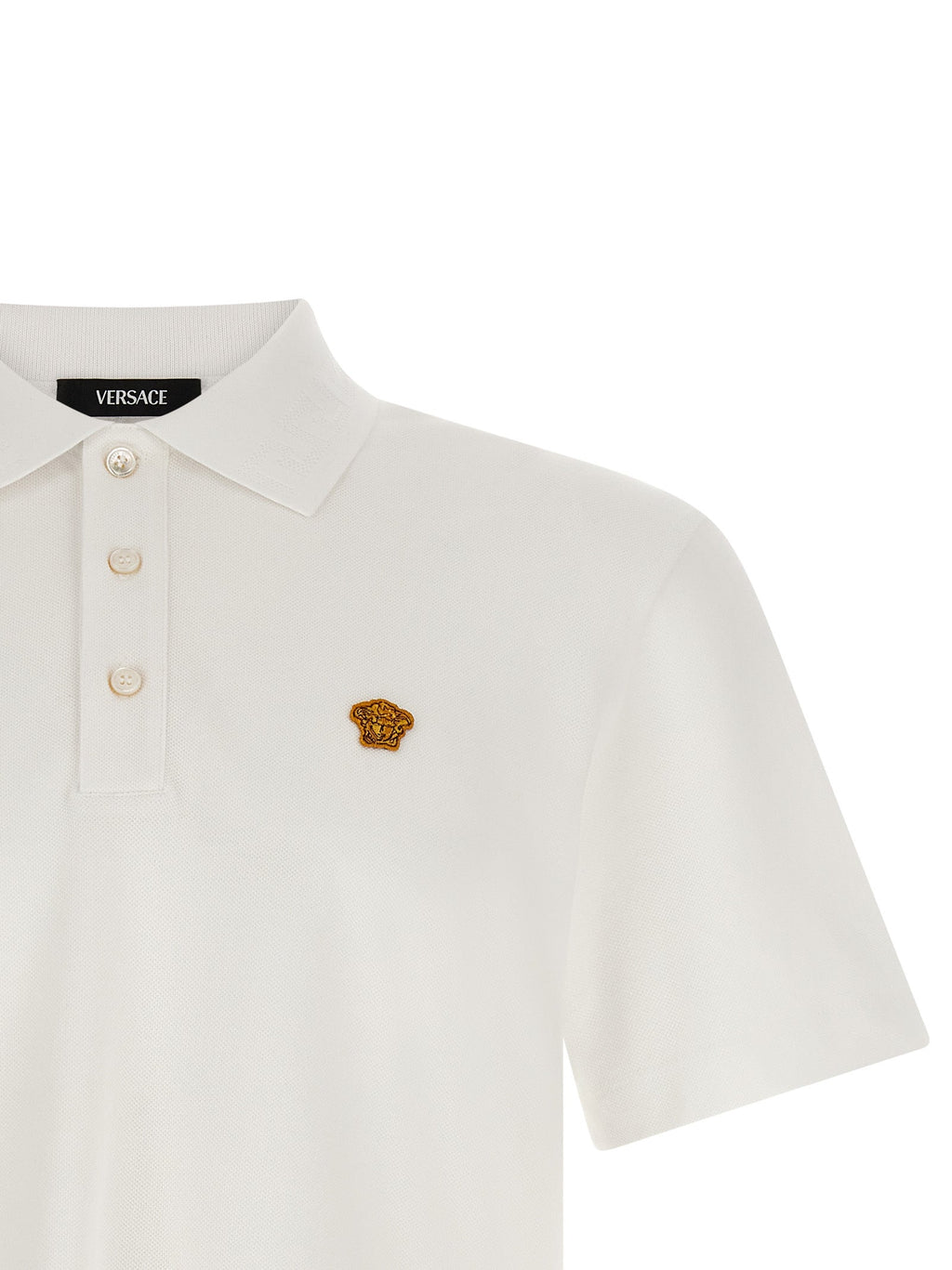 Versace White Cotton Polo Shirt Versace